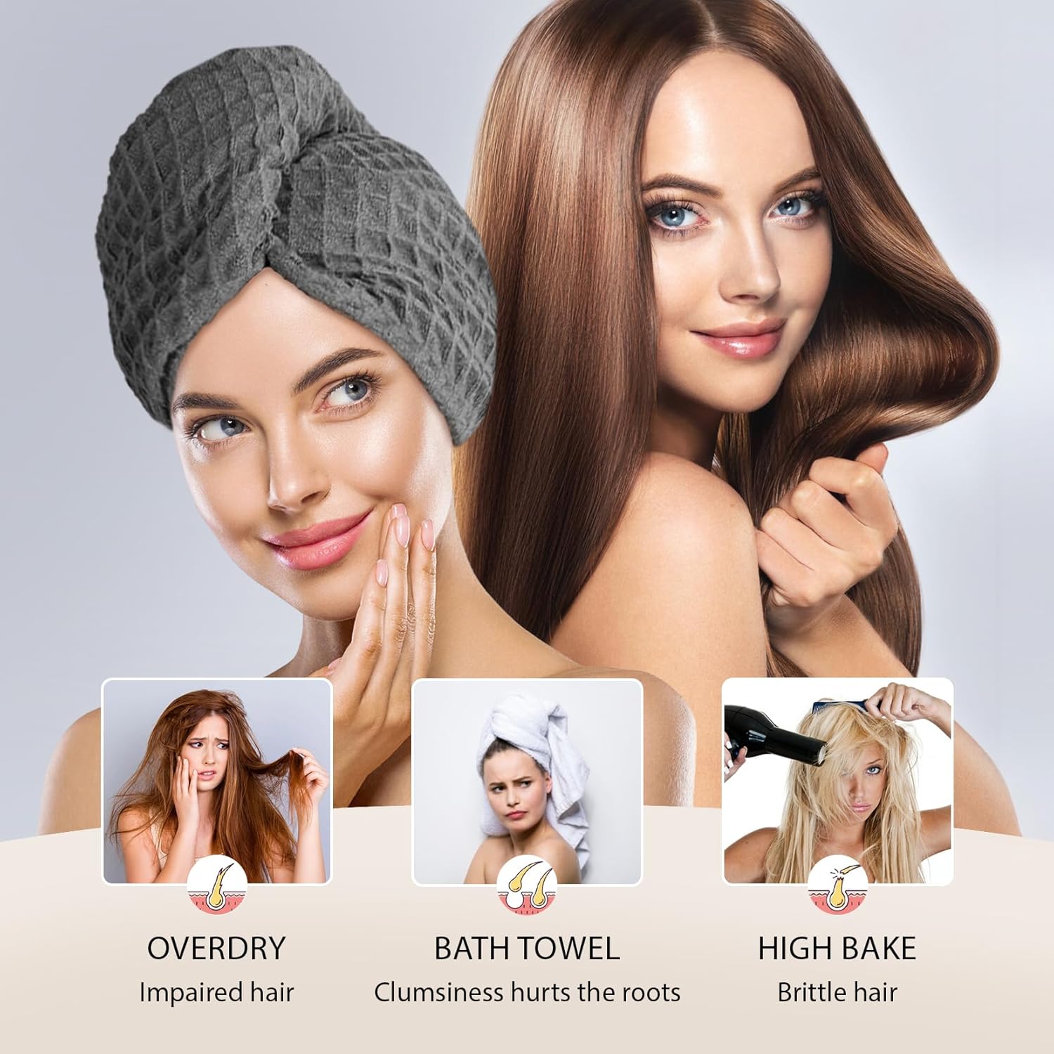 MaopaoBeauty Microfiber Hair Drying Towel 275x105in Extra Large
