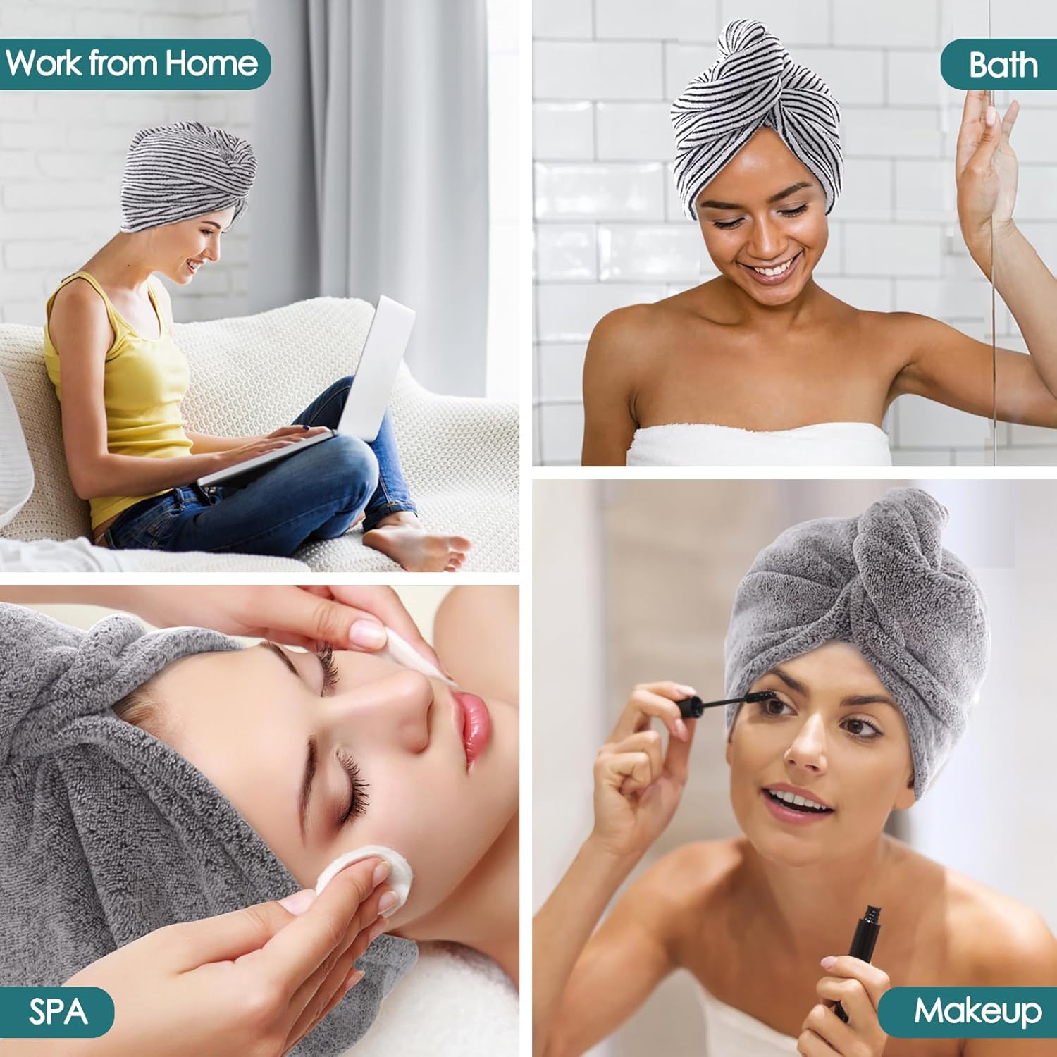 JEFFSUN Hair Towel Wrap 2 Pack for Curly Thick Frizzy Hair