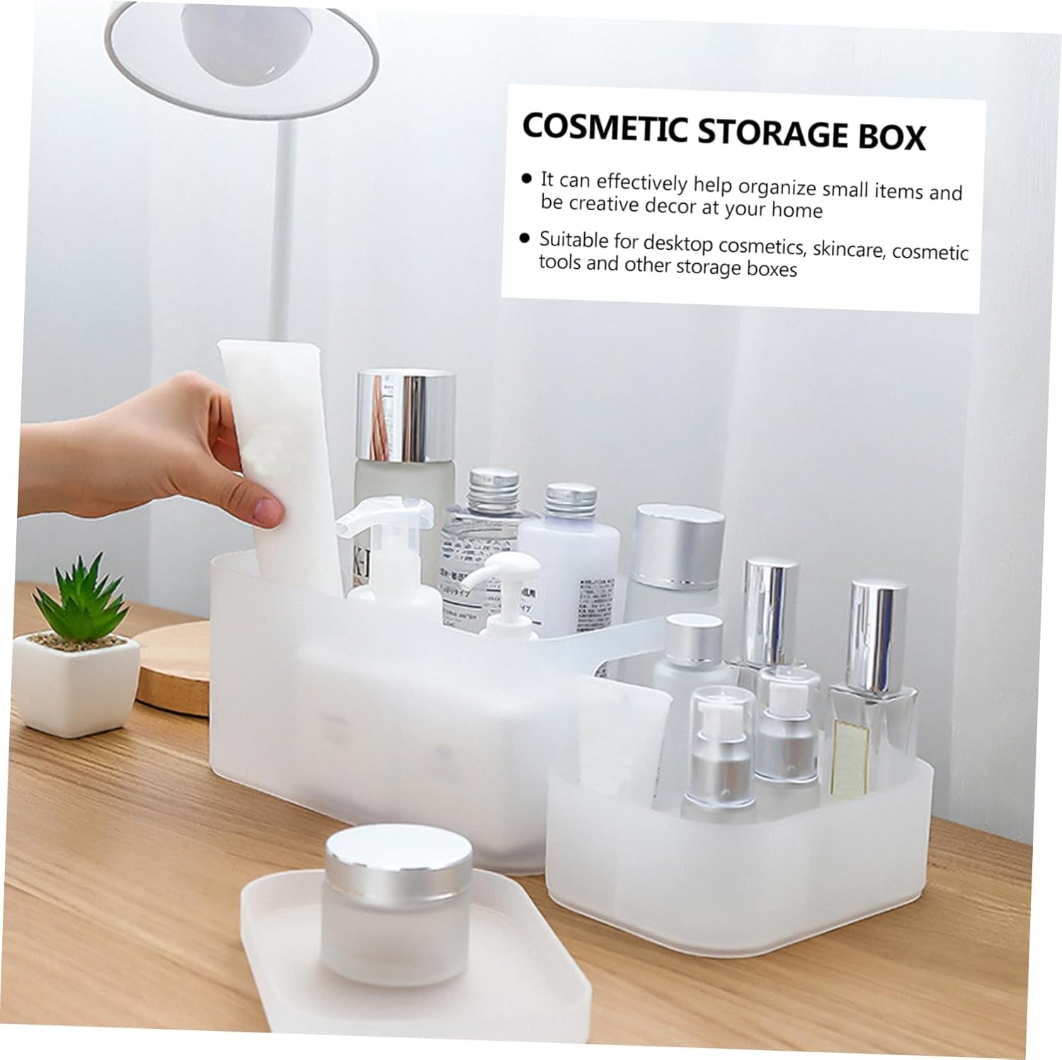 Callaron 1Pc Cosmetic Storage Case with Dustproof Lid