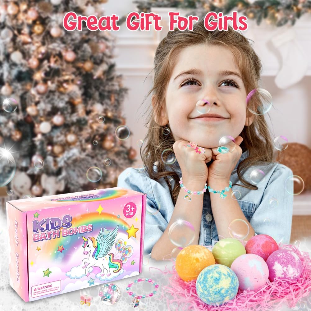 6 Surprise Bath Bombs for Kids with Jewelry