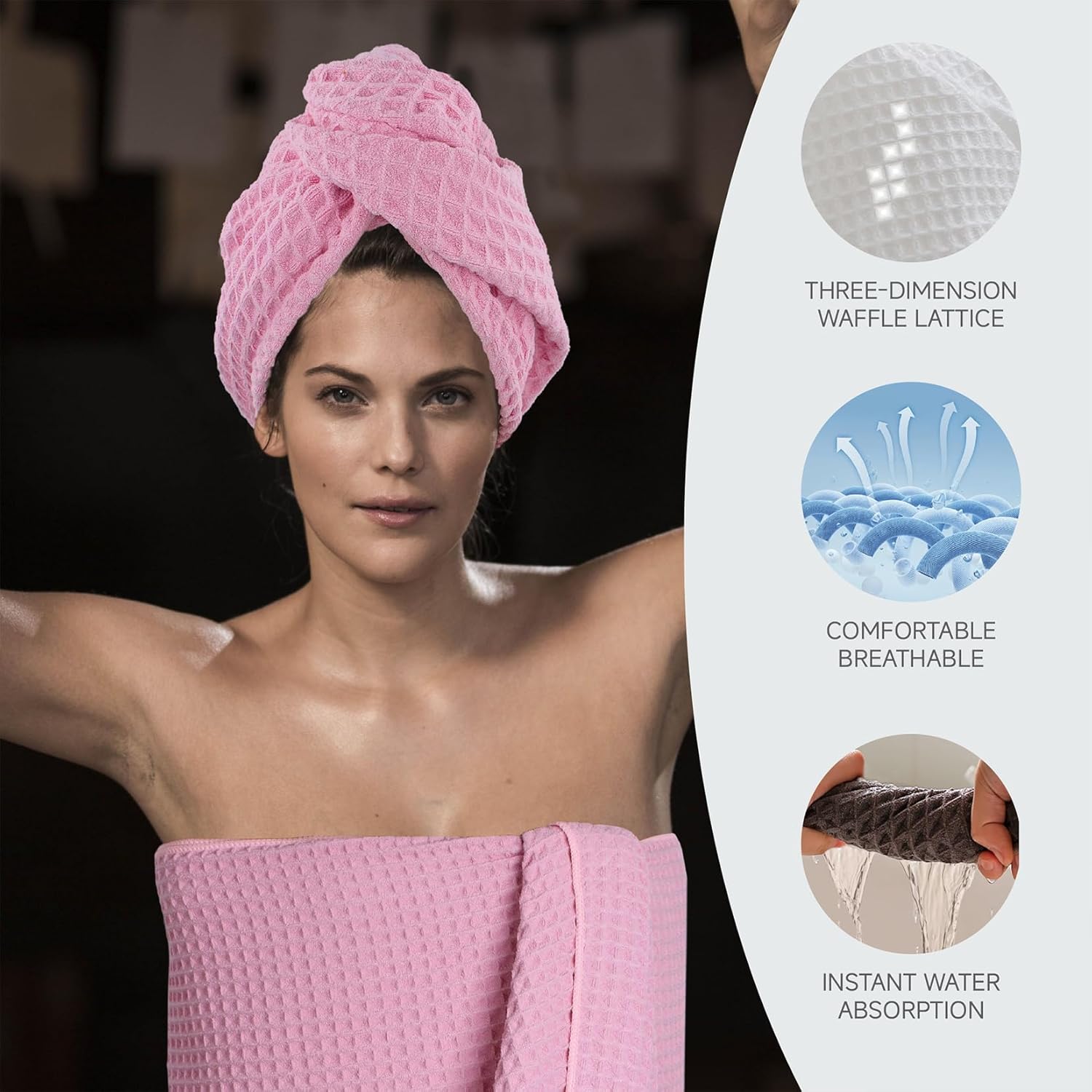 MaopaoBeauty Microfiber Waffle Hair Towel for Women Girls
