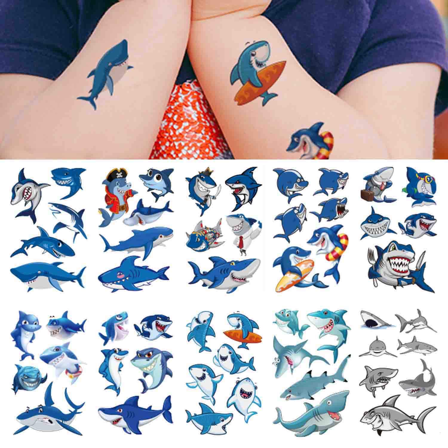 COKOHAPPY Shark Temporary Tattoos 54pcs Ocean Party Decor