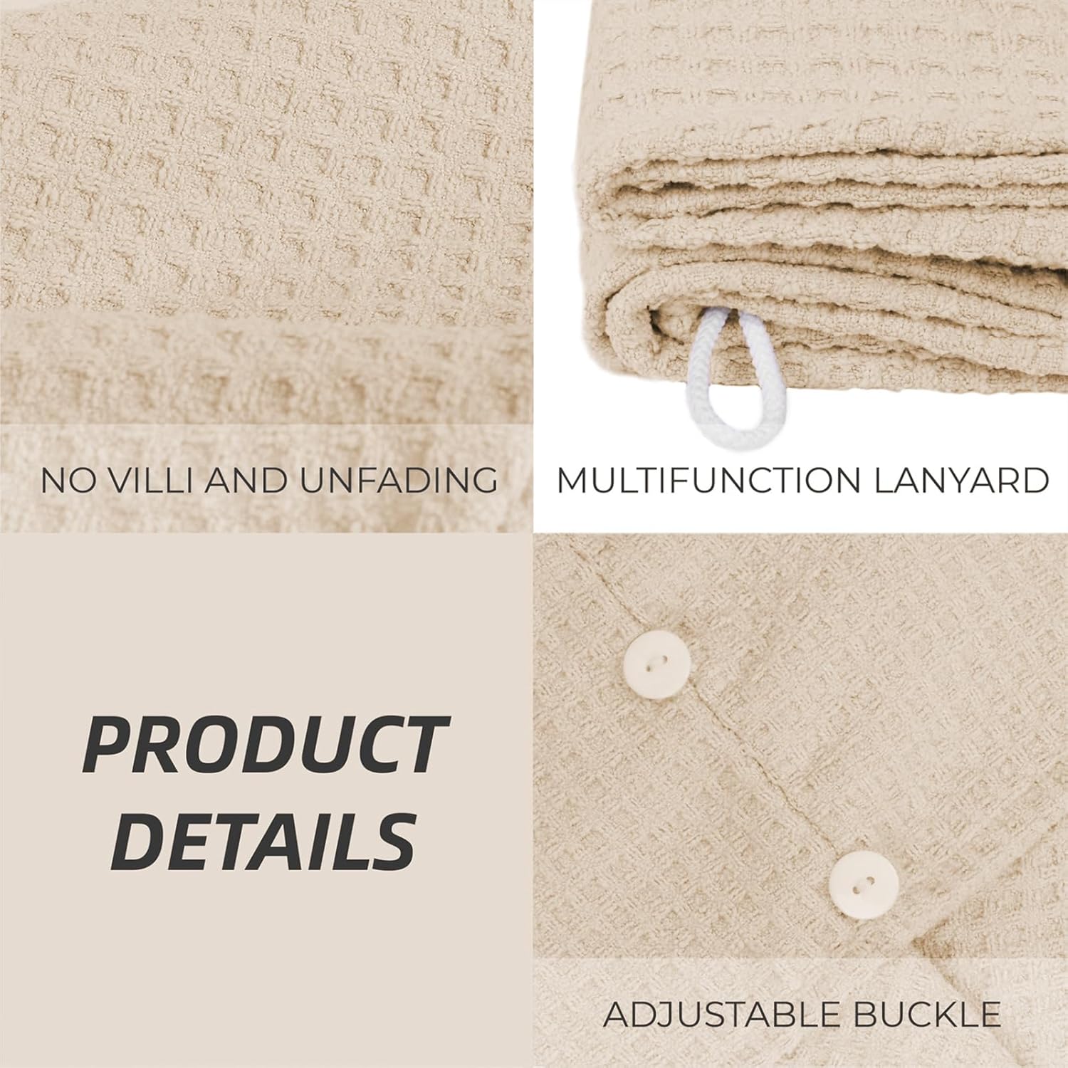 Super Absorbent Microfiber Hair Towel with Button