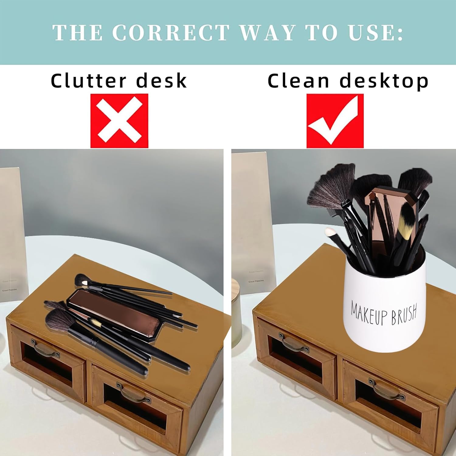 LEETOYI Ceramic Makeup Brush Holder White