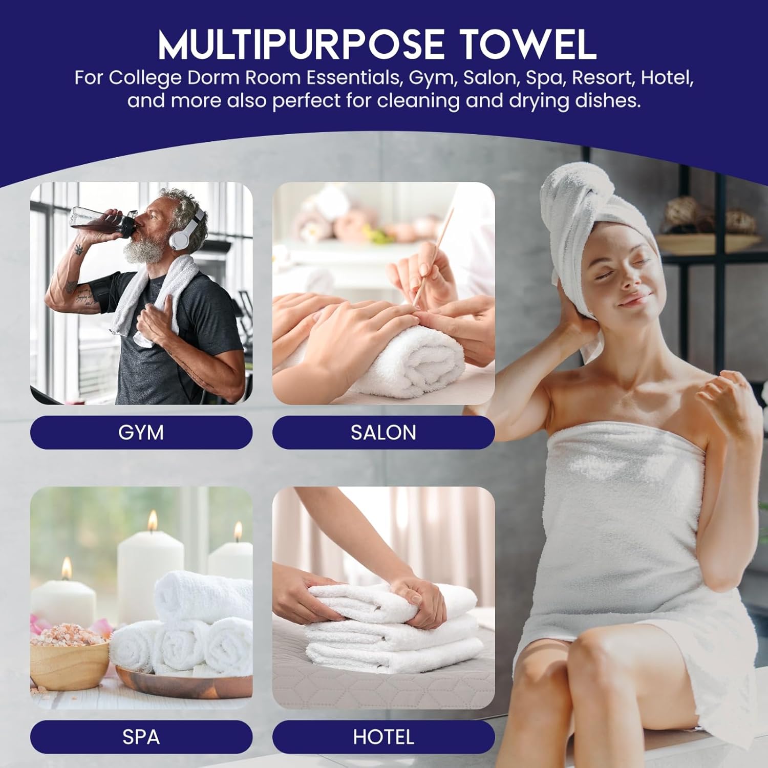 Linteum Textile Supply Premium Hair Drying Towels 20x40 inches Pack of 6