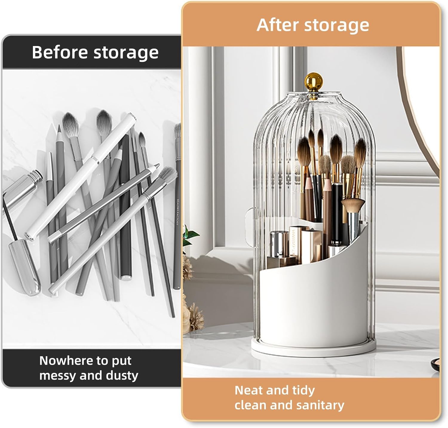 Concealed Toothbrush Holder with Sliding Lid and 360 Rotating Design