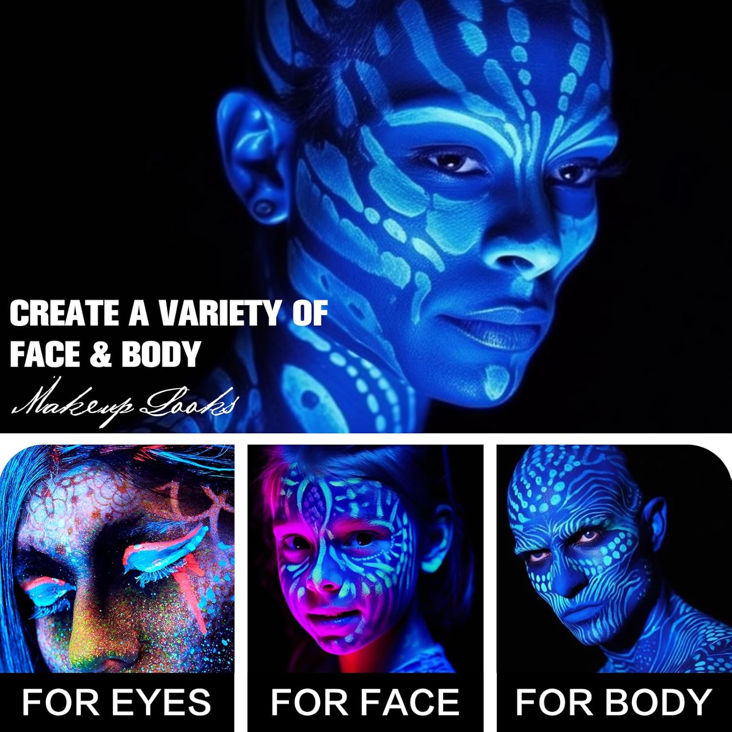 BOBISUKA Neon Blue UV Glow Body Paint Stick