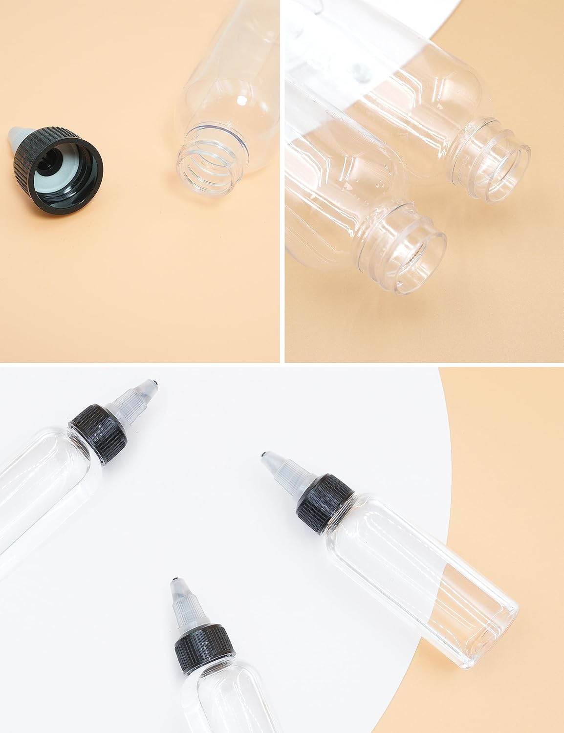 20 Pcs 2oz Clear Squeeze Bottles with Twist Top Cap