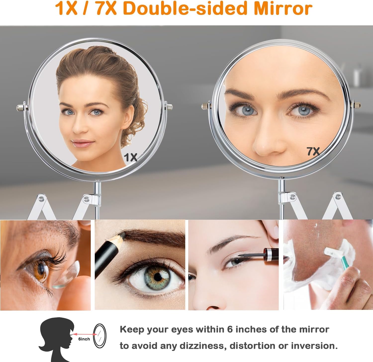 WELLLINK Extendable Makeup Mirror with 1X 7X Magnification
