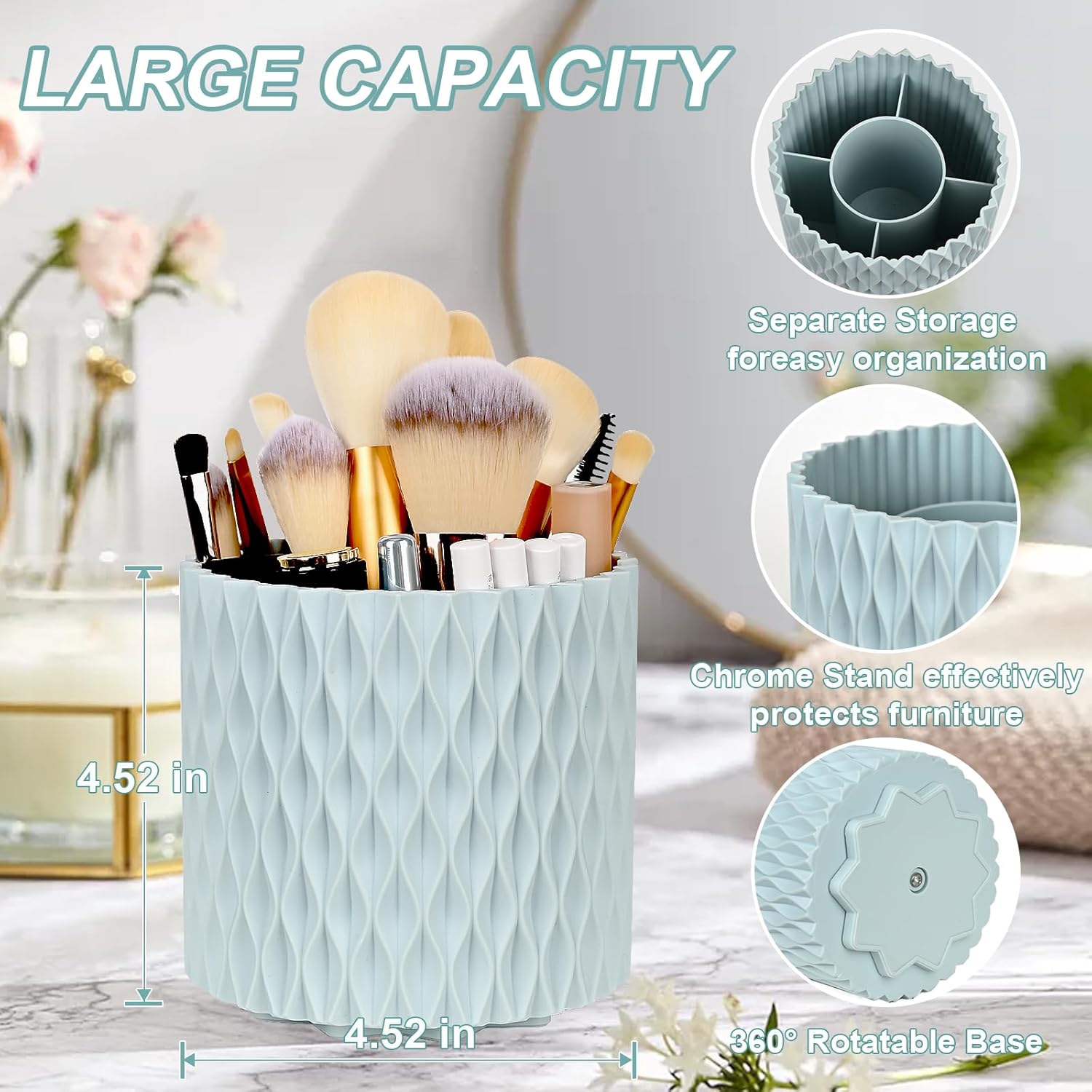 WAFJAMF Makeup Brush Holder 360 Rotating