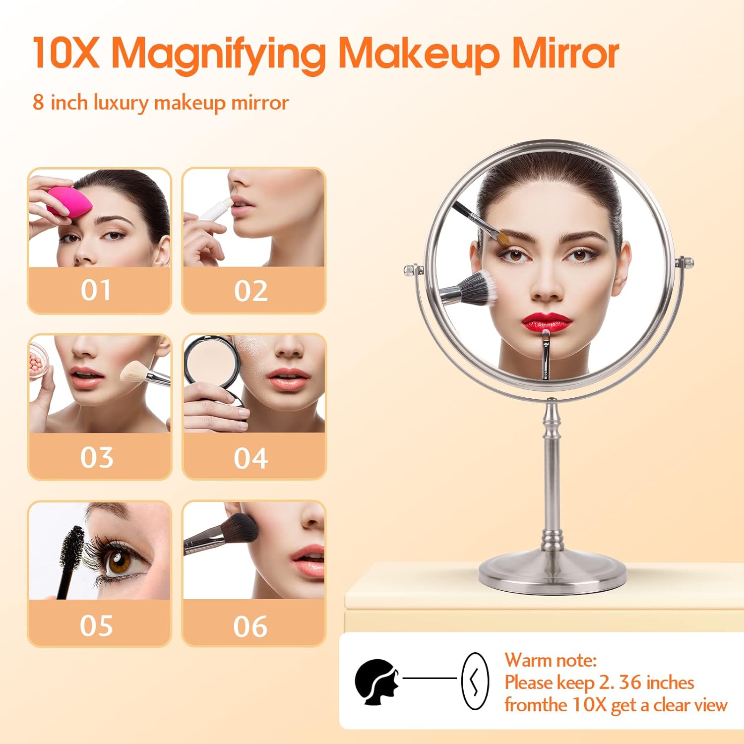 Ohotecy 8 Double-Sided Magnifying Mirror with 1X10X Magnification
