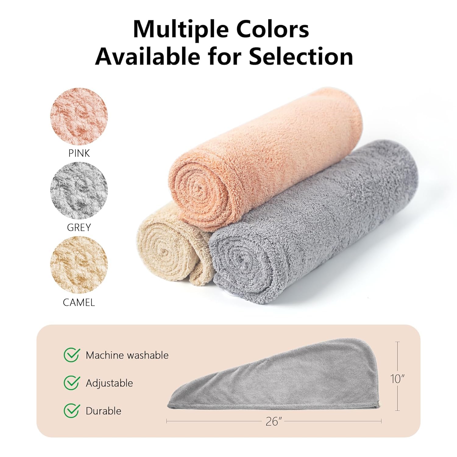 VLM 3 Pack Microfiber Hair Towels for Women 1