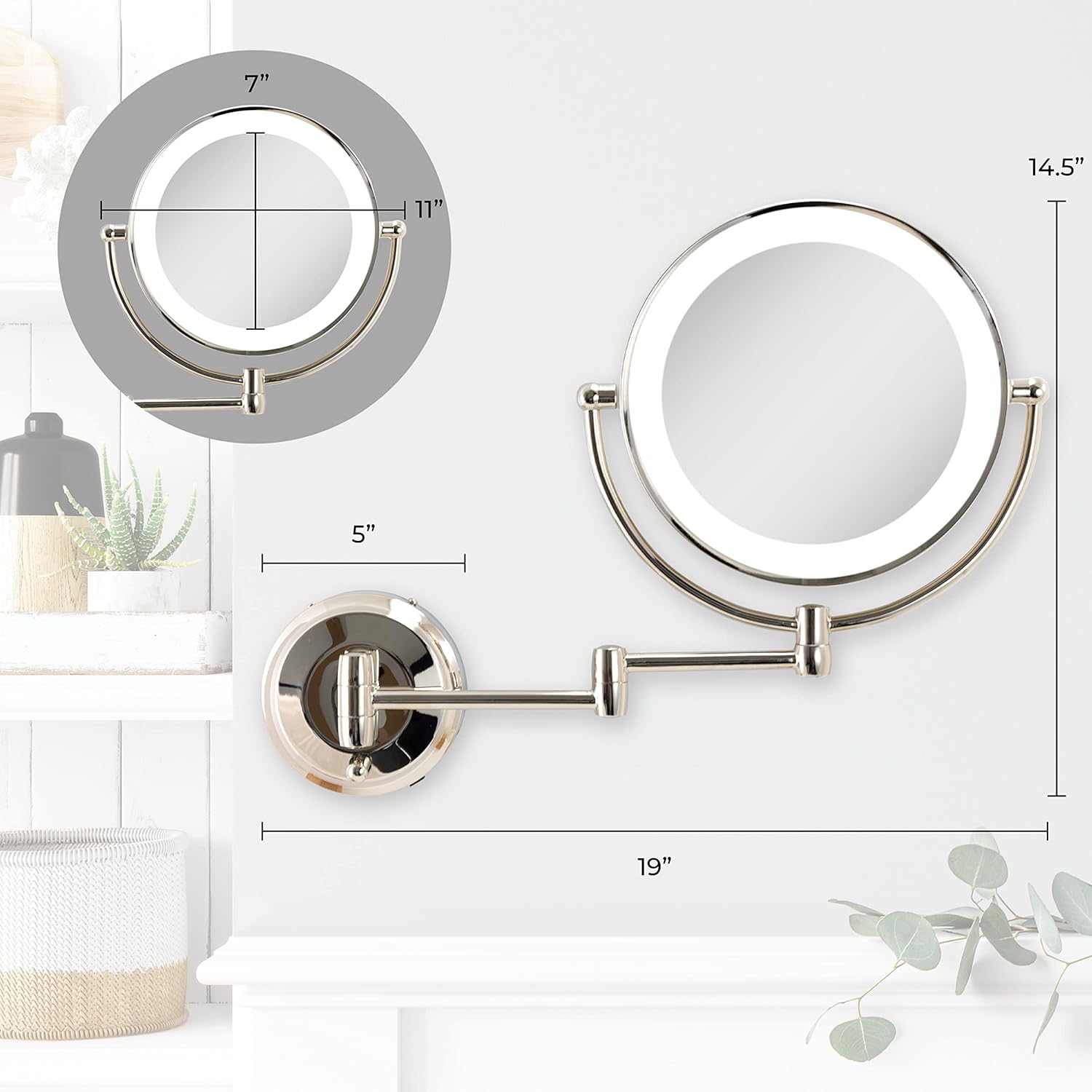 Zadro 11 LED Wall Mirror 10X1X Dual-Sided