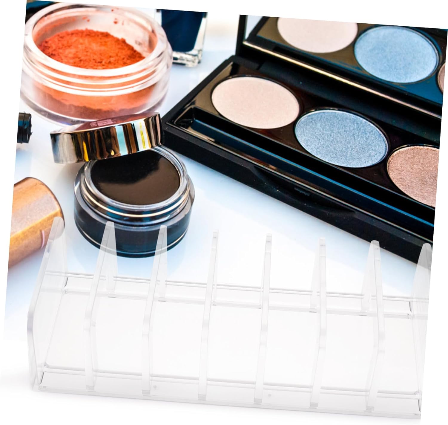 ELAYARD Makeup Holder Transparent Divided Organizer for Eyeshadow and Blusher Storage