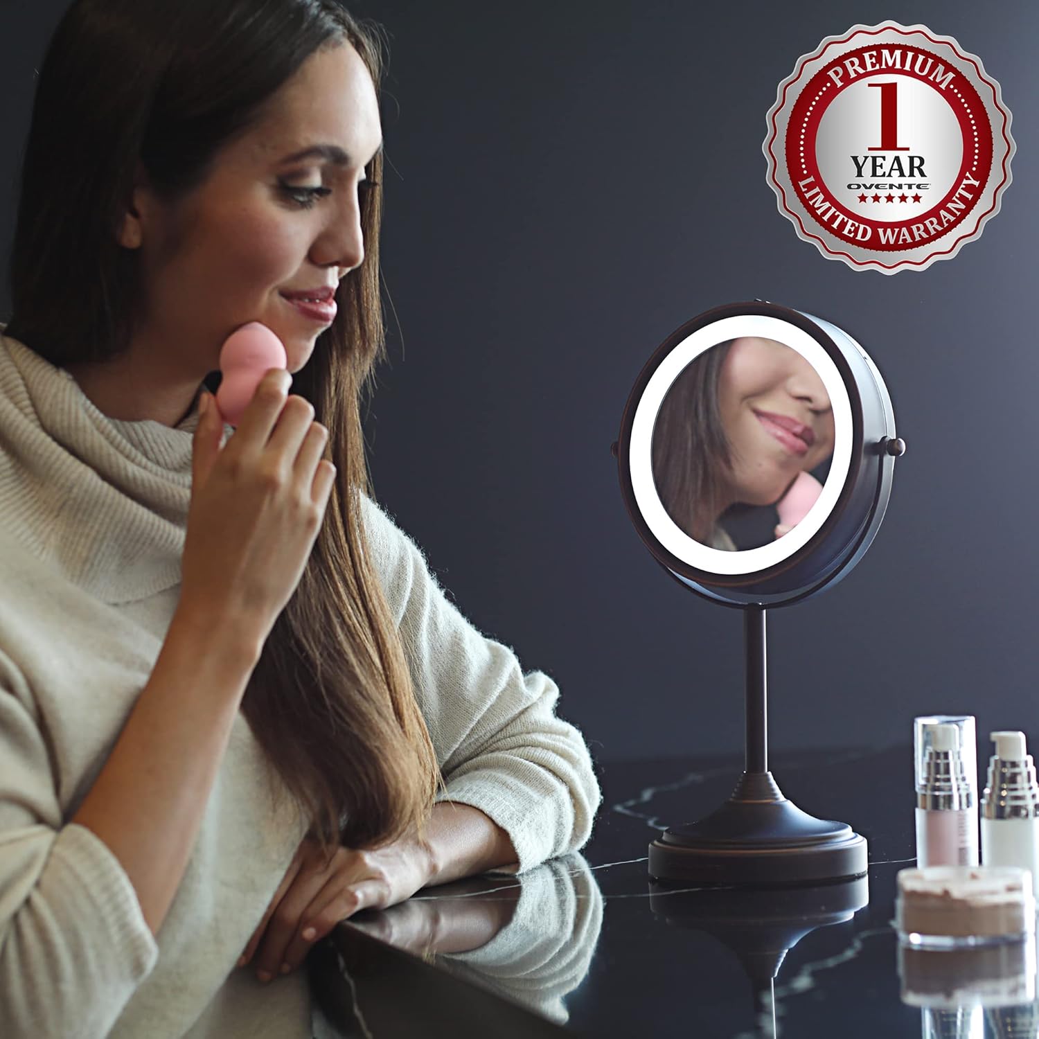 OVENTE 7 Magnified Lighted Makeup Mirror