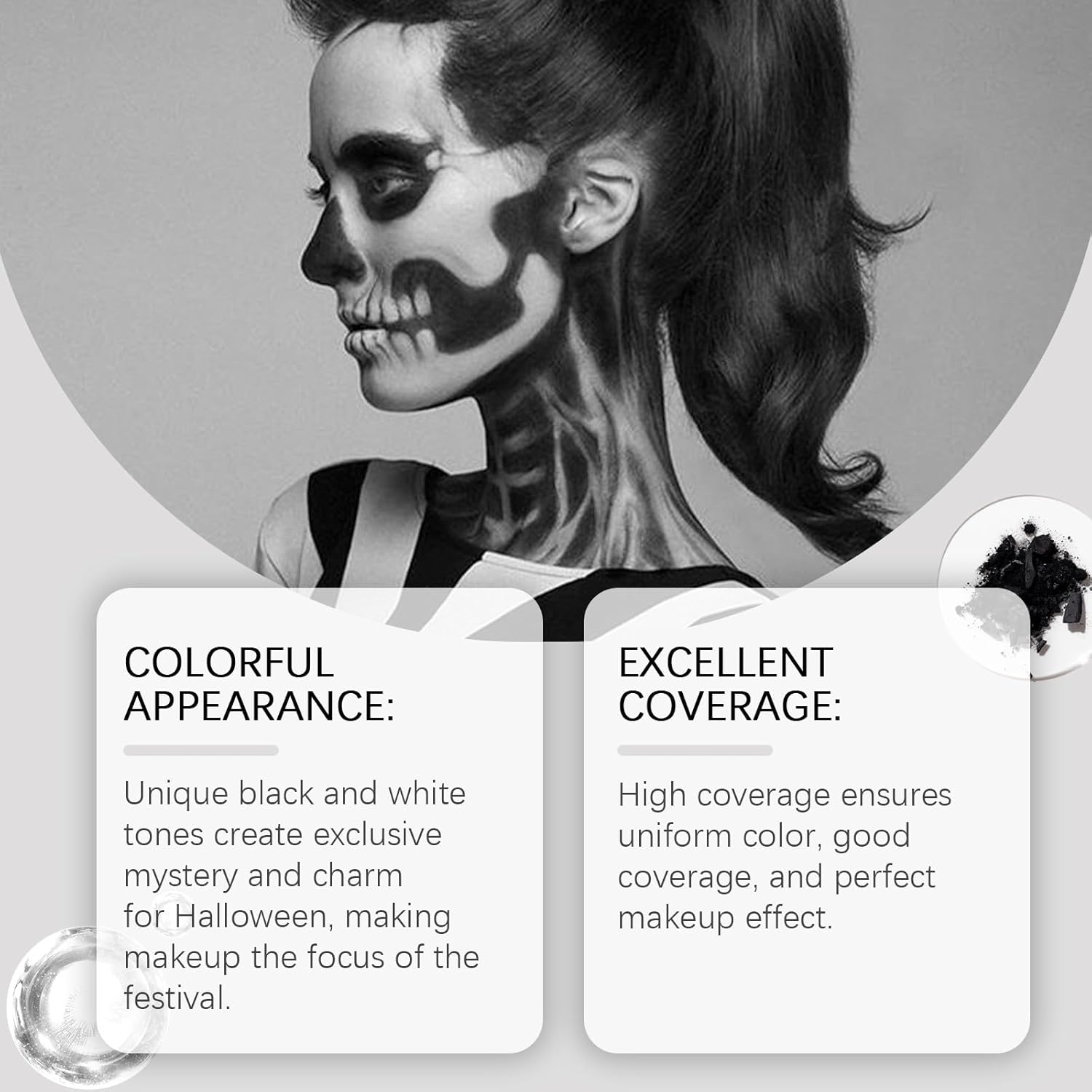 Black and White Halloween Face and Body Paint Set