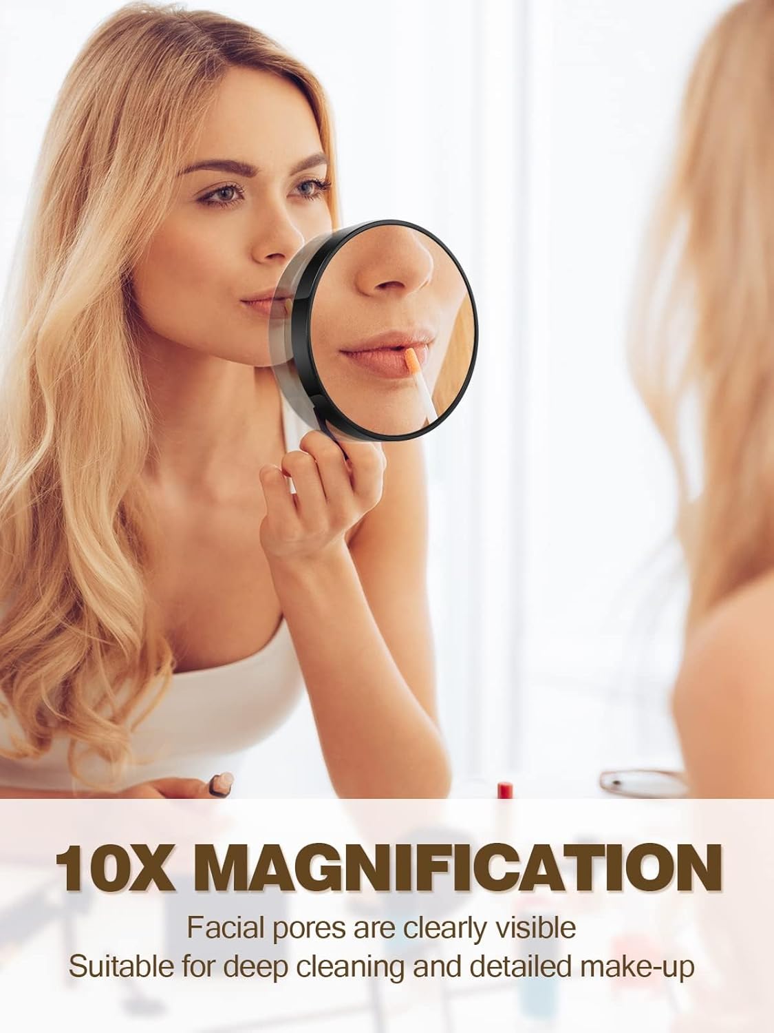 10X Magnifying Mirror with Suction Cups and Slant Tweezers Black