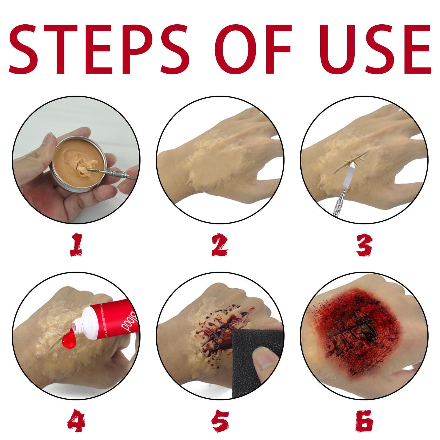 Topcent Fake Blood Gel and Scar Wax Halloween Makeup Set