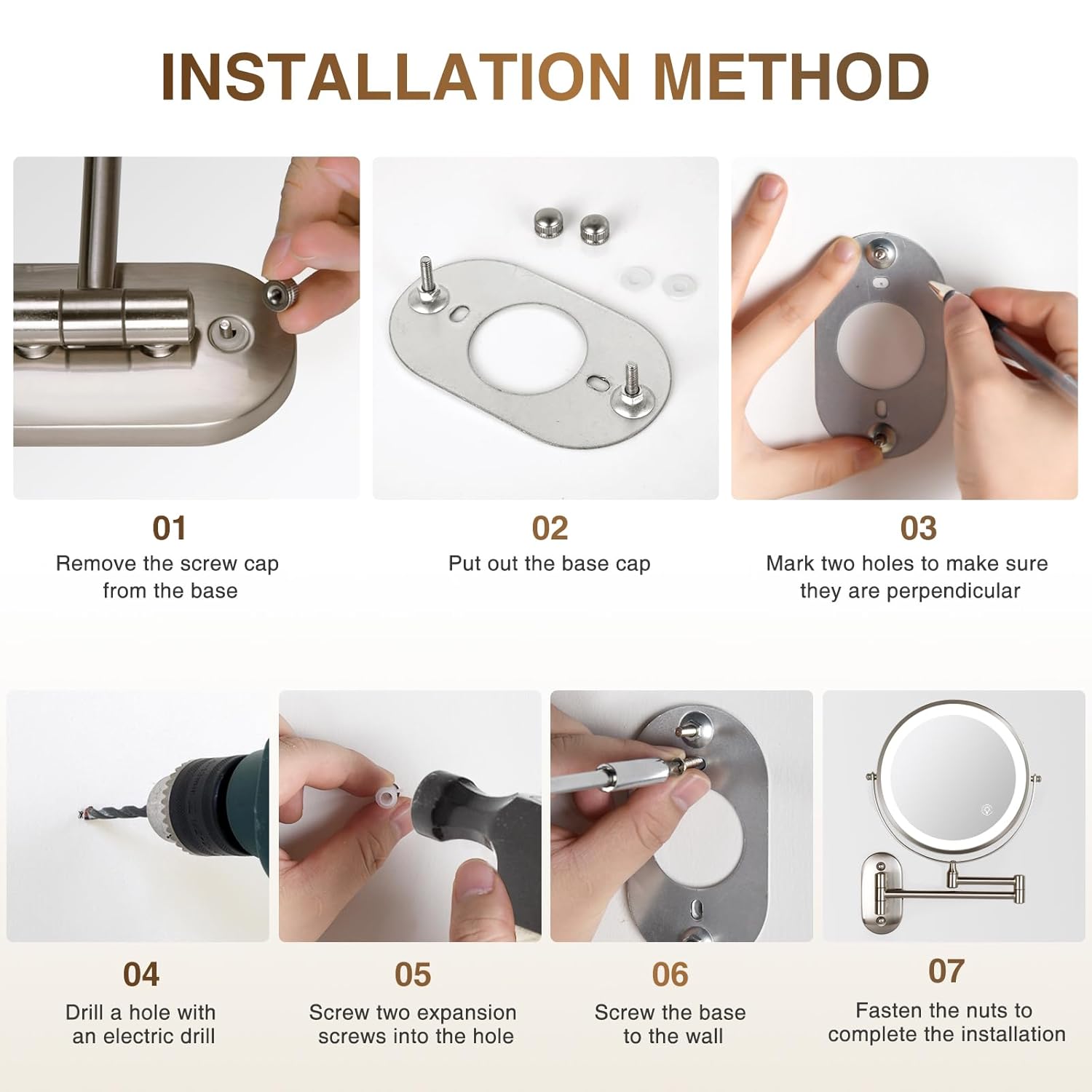 VORREMIRR Rechargeable Lighted Makeup Mirror Wall Mount
