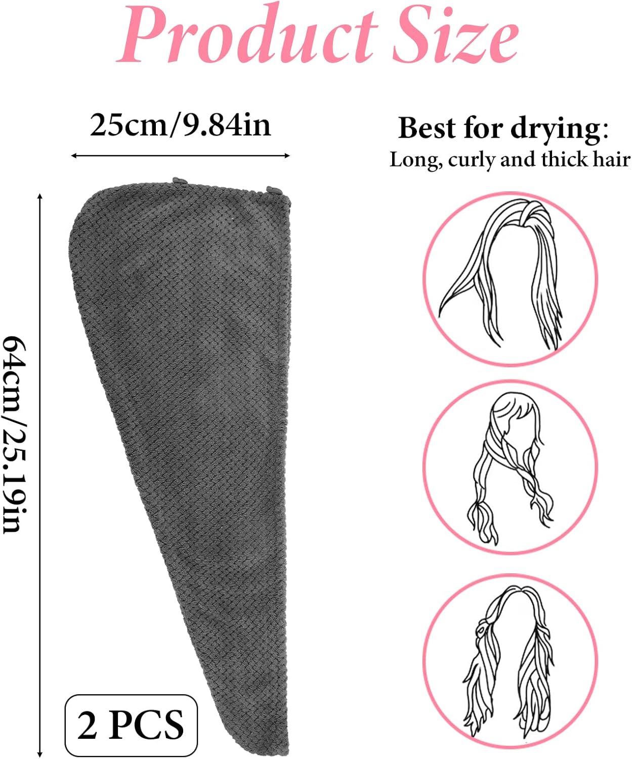 Yuomeaz 2 Pack Microfiber Hair Towel Wrap