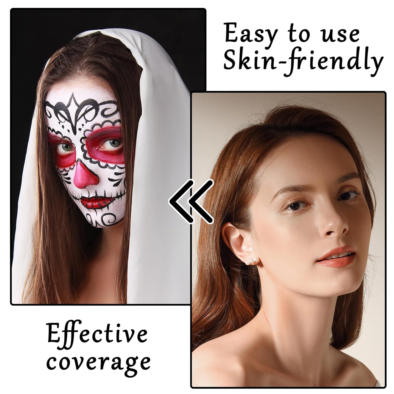 Clown Halloween Face Paint Set Black White Red