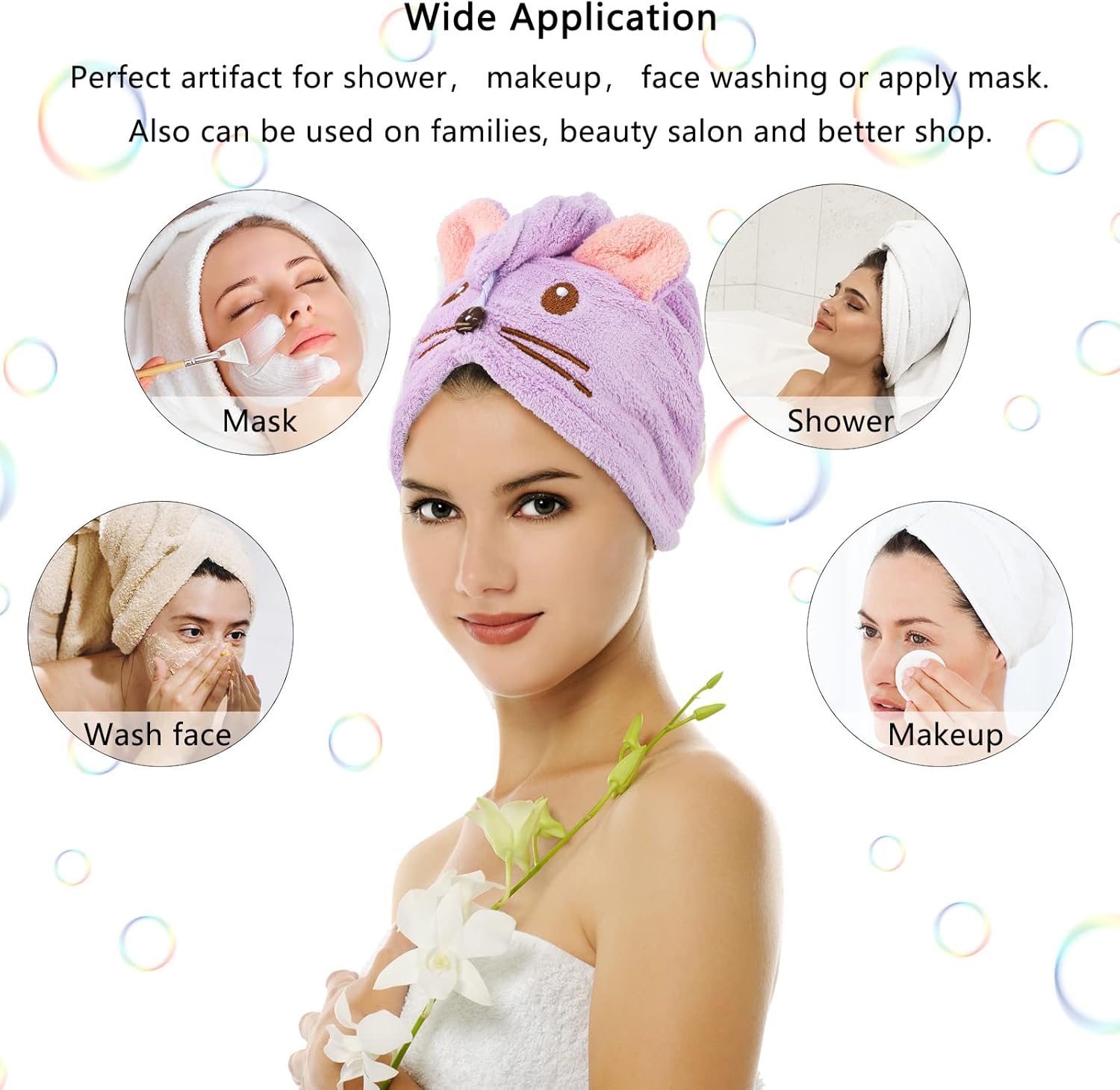 Whaline 2 Pack Quick Dry Hair Towel for Parent and Child