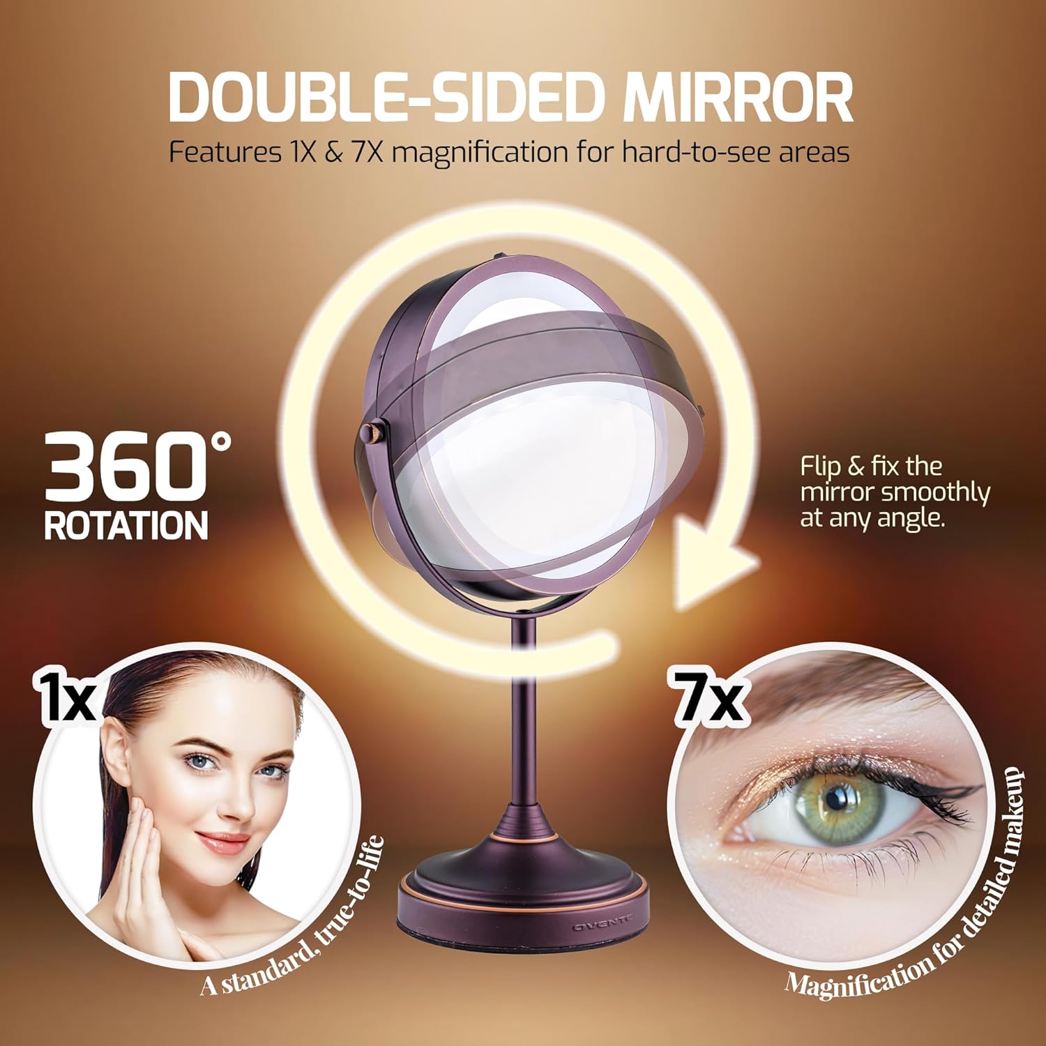 OVENTE 7 Magnified Lighted Makeup Mirror