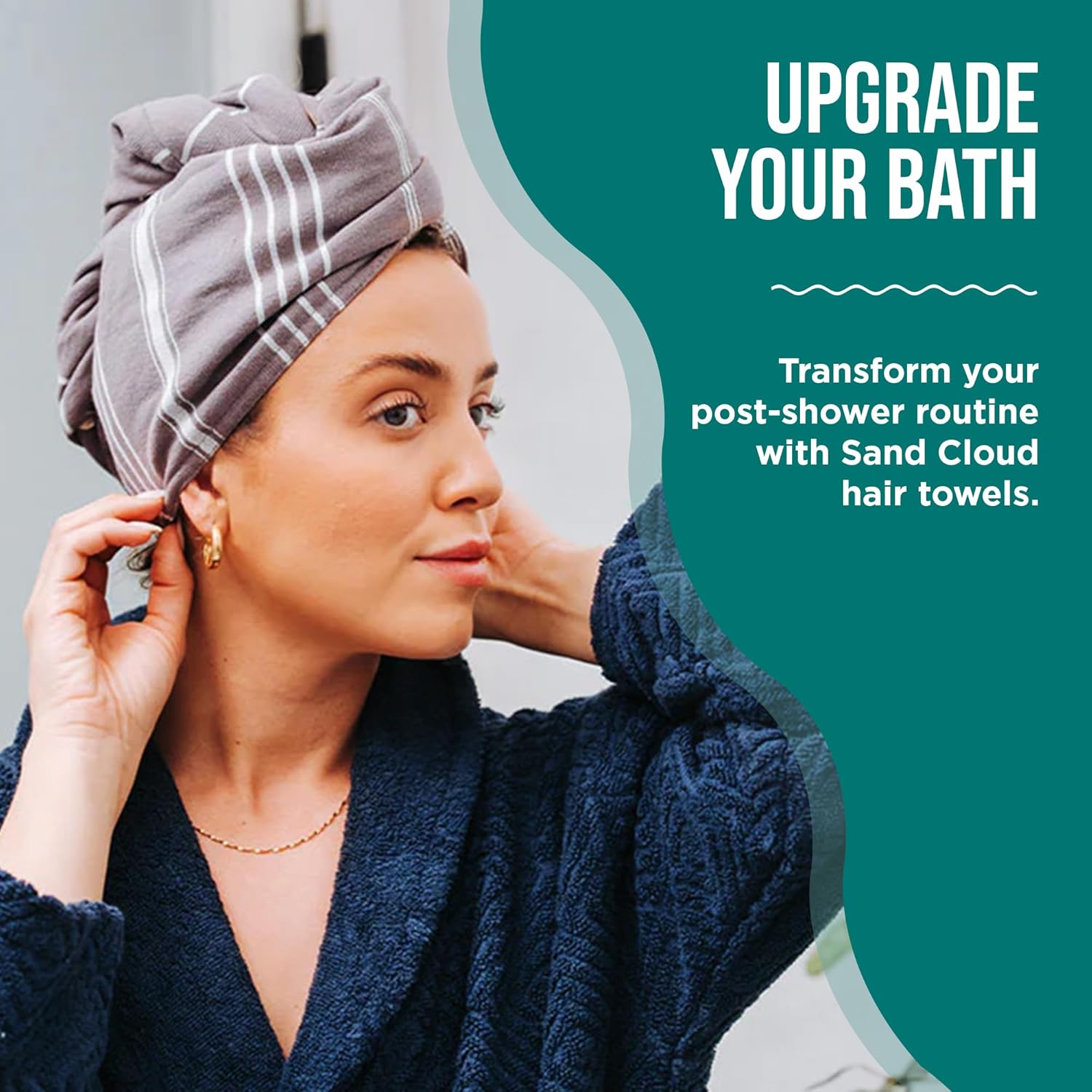Sand Cloud Hair Towel Wrap for Women and Men - Slate Blue