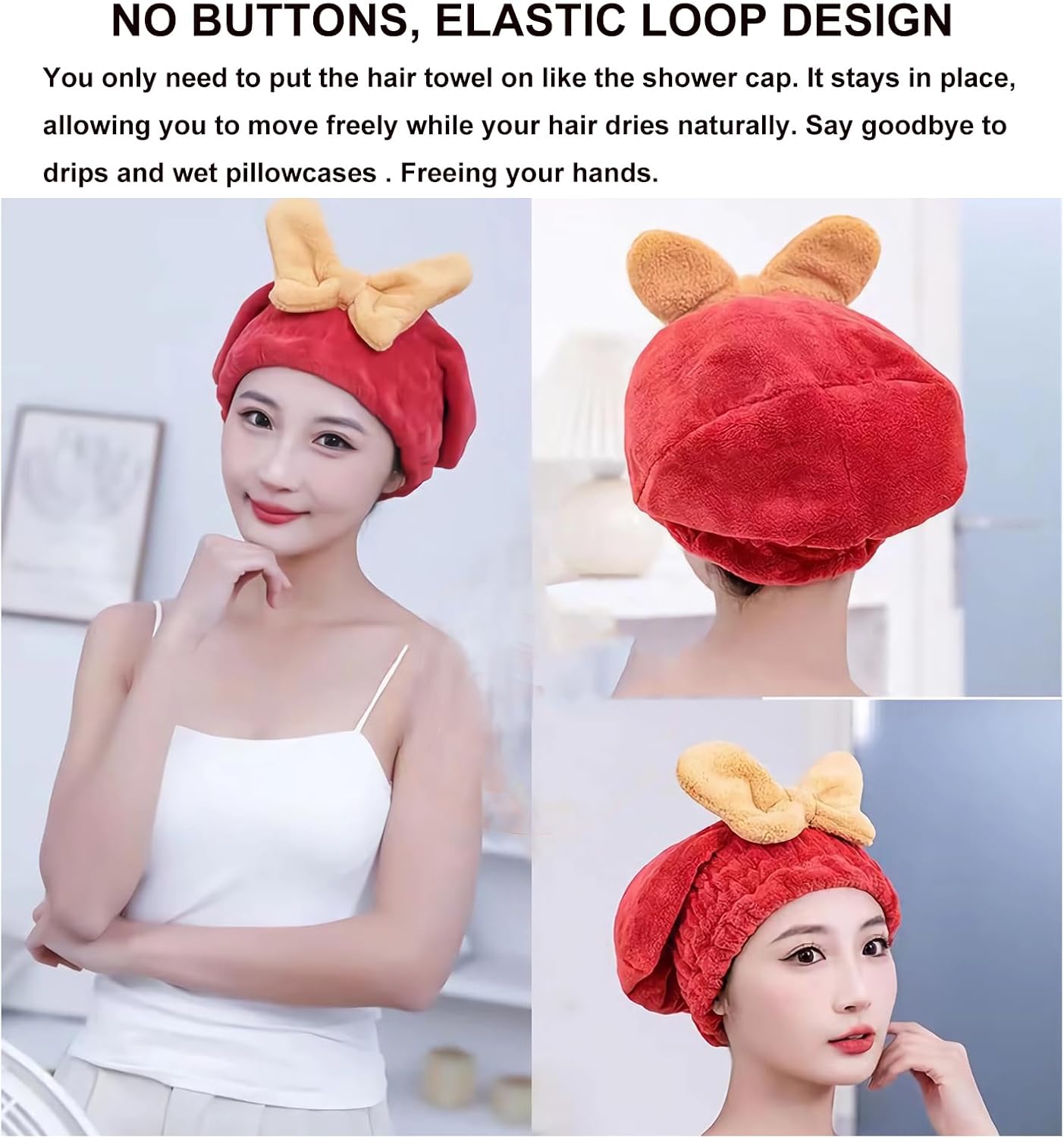 YUMINGUHC 2Pcs Super Absorbent Hair Drying Towel