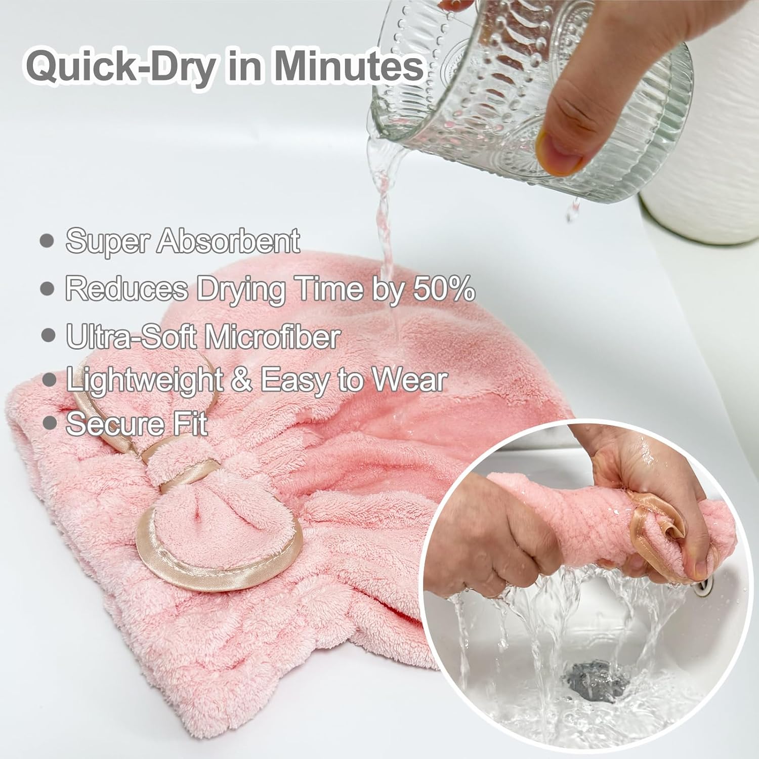 Jseng 3Packs Microfiber Hair Towel for Women