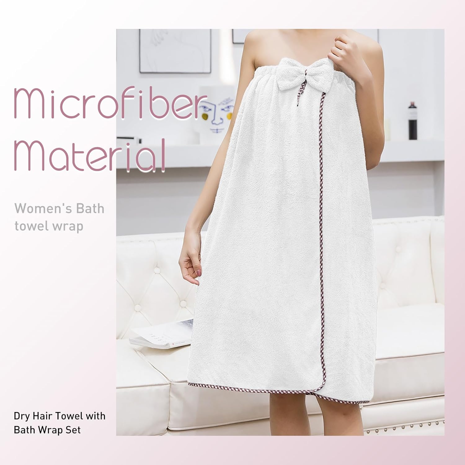 KOIKEY Adjustable Soft Microfiber Bath Towel Wrap for Women