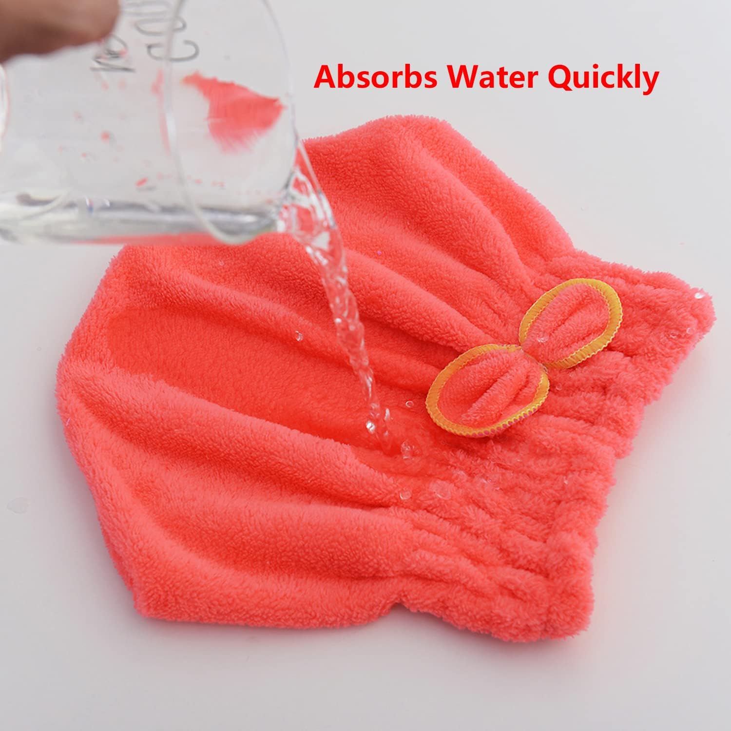 JIEOU Microfiber Hair Drying Cap 3 Packs Red Pink Yellow