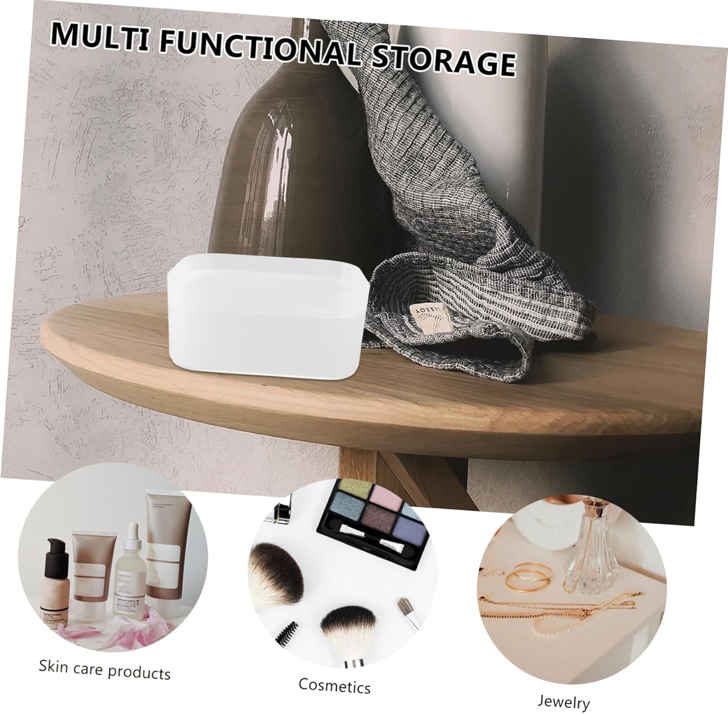 Callaron 1Pc Cosmetic Storage Case with Dustproof Lid