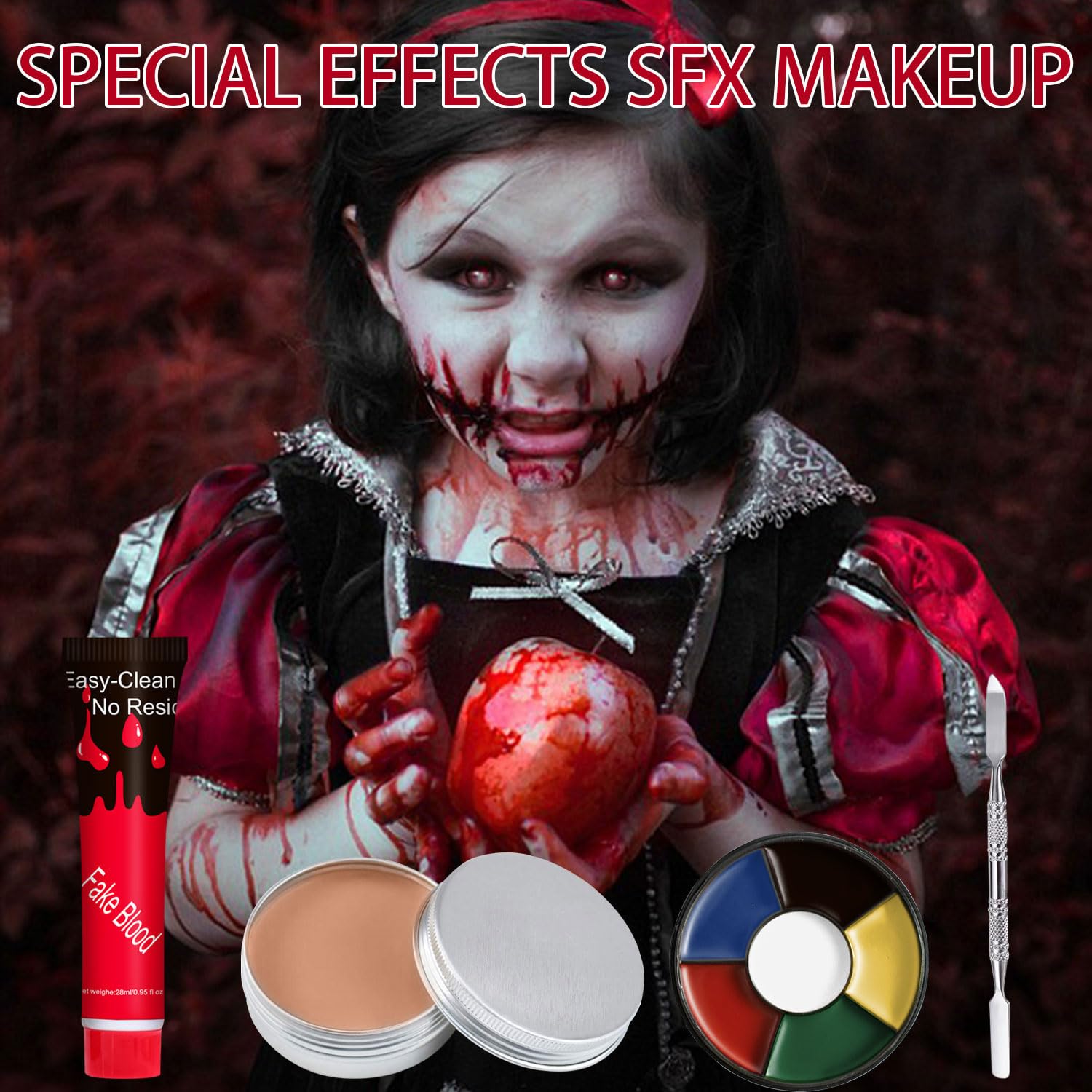 Topcent Fake Blood Gel and Scar Wax Halloween Makeup Set