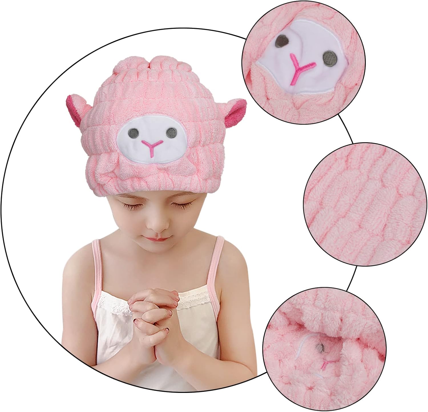 Cute Plush Lamb Hair Drying Cap with Ears