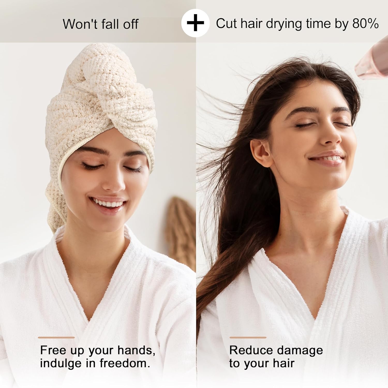 Luckzong Microfiber Hair Towel Wrap for Curly Hair