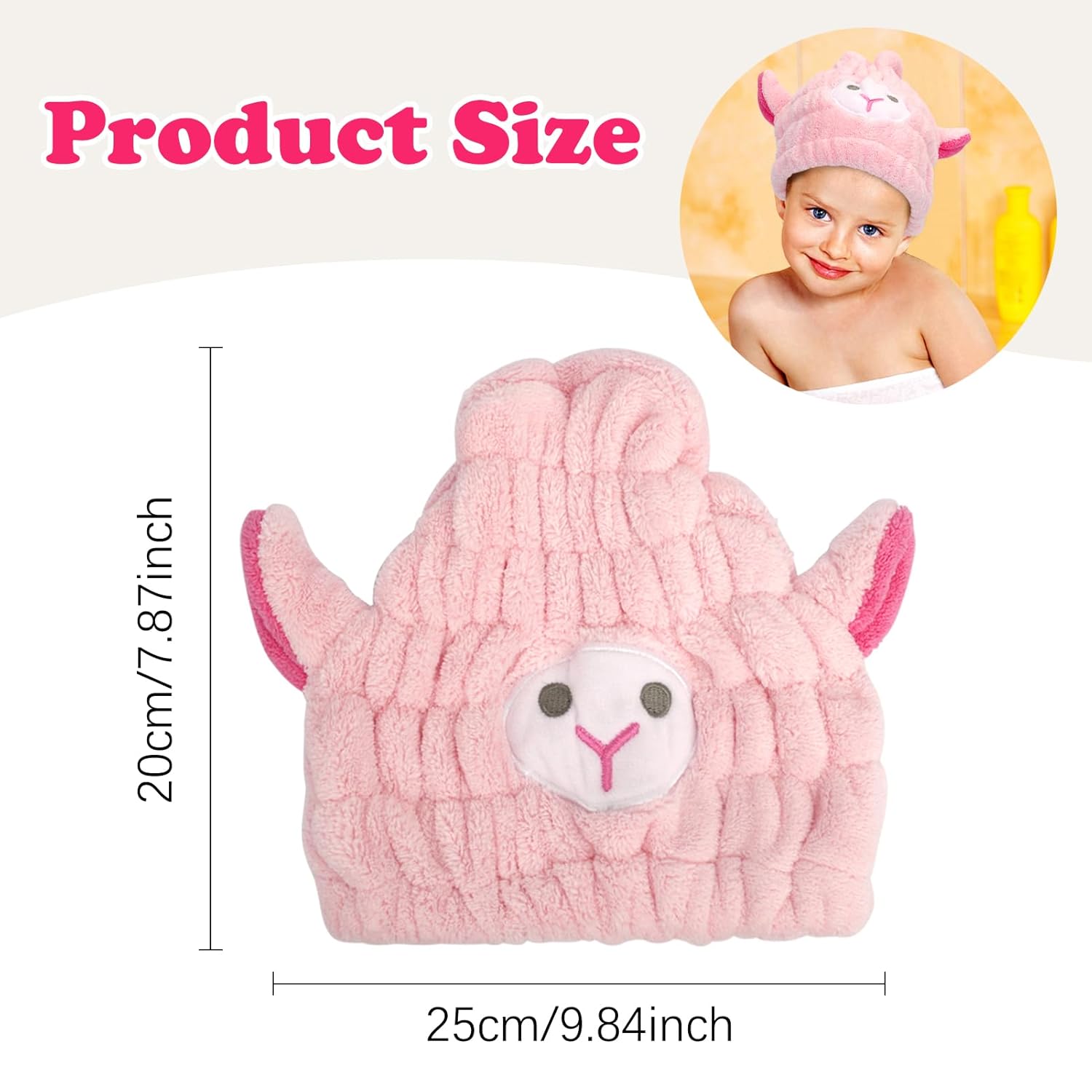 Unaone 2 PCS Microfiber Hair Drying Towel for Kids Girls