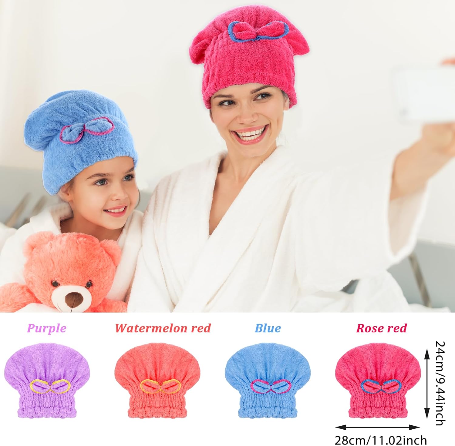 Giantree 4 Pcs Microfiber Hair Towels Ultra Absorbent and Quick-Drying