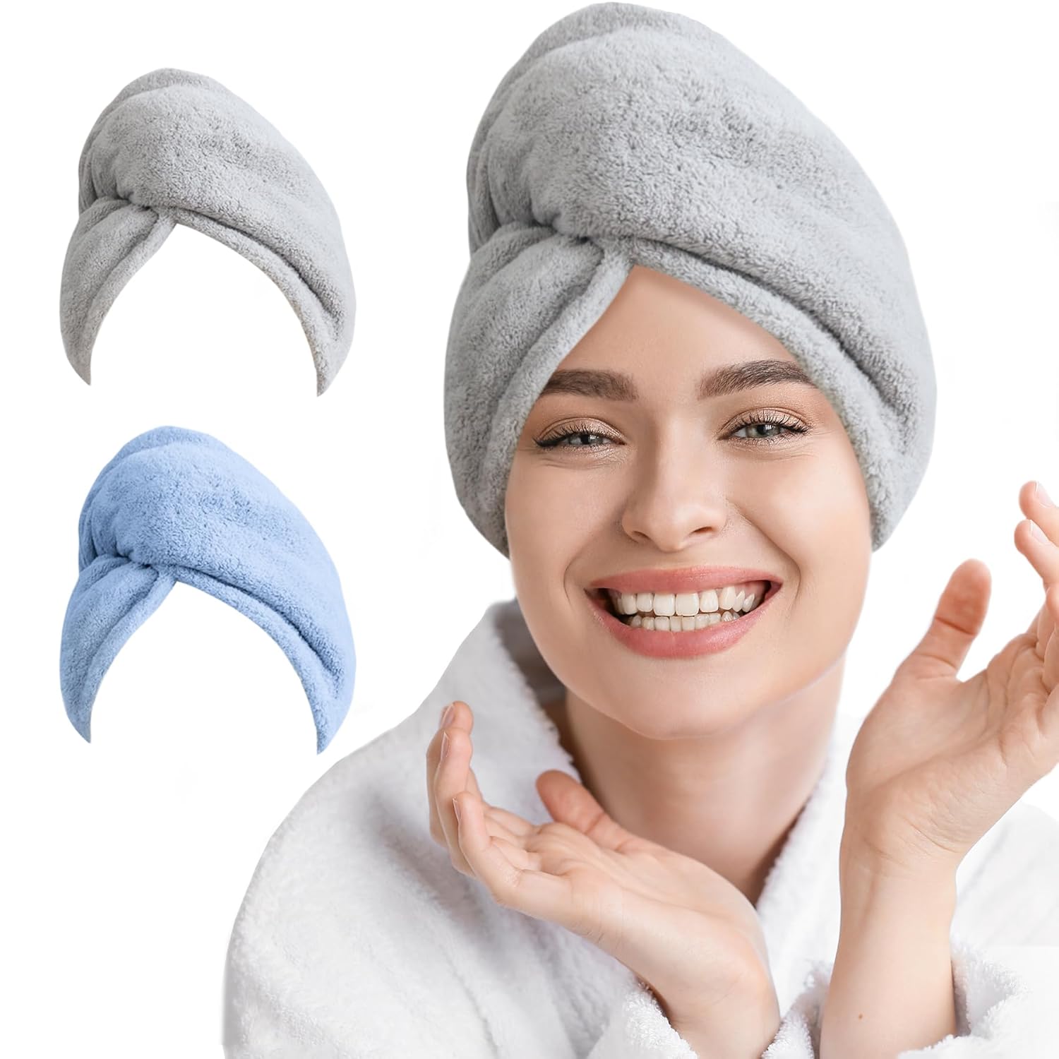 AGLIFEFY 2 Pack Microfiber Hair Towels 1