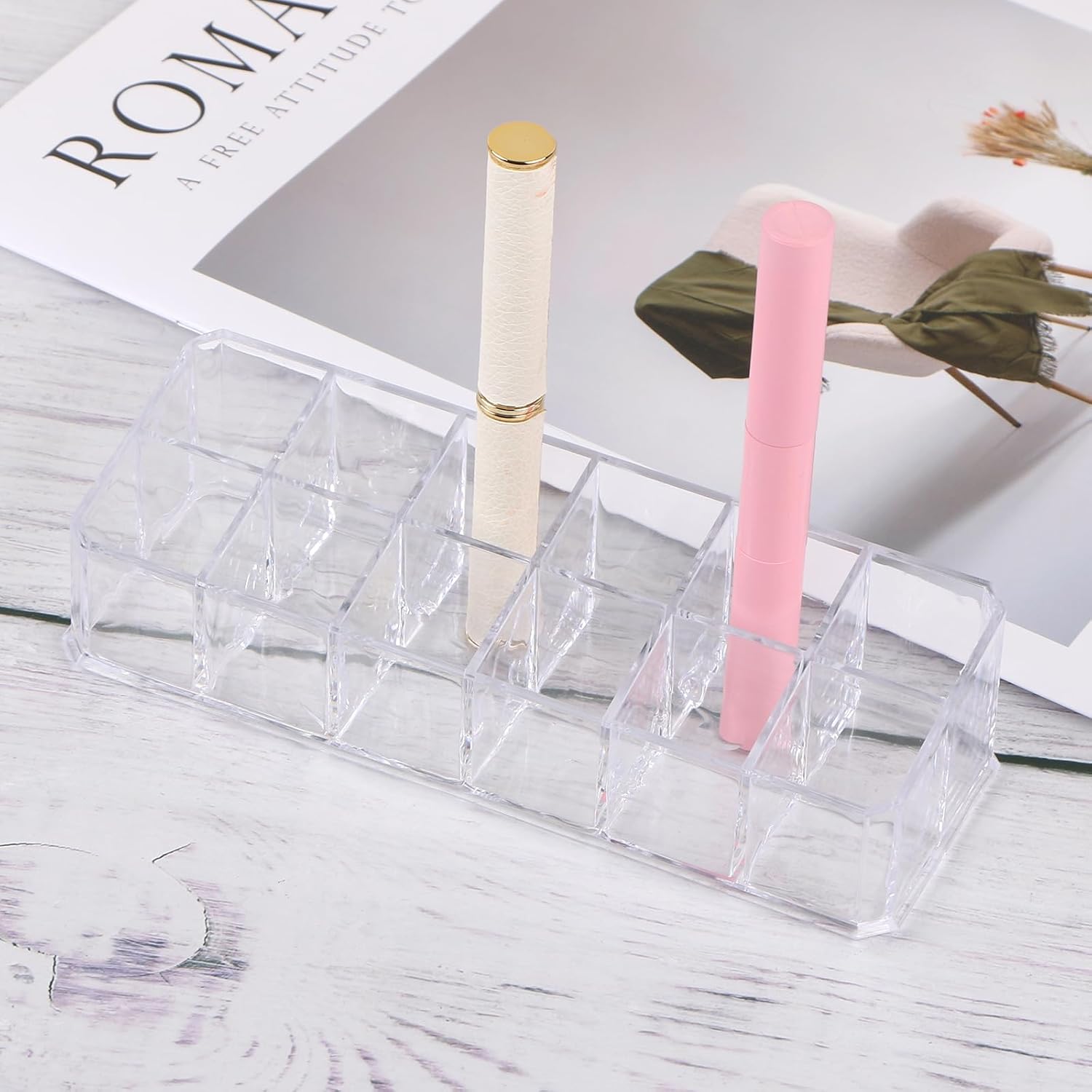 12-Slot Acrylic Lipstick Organizer Case