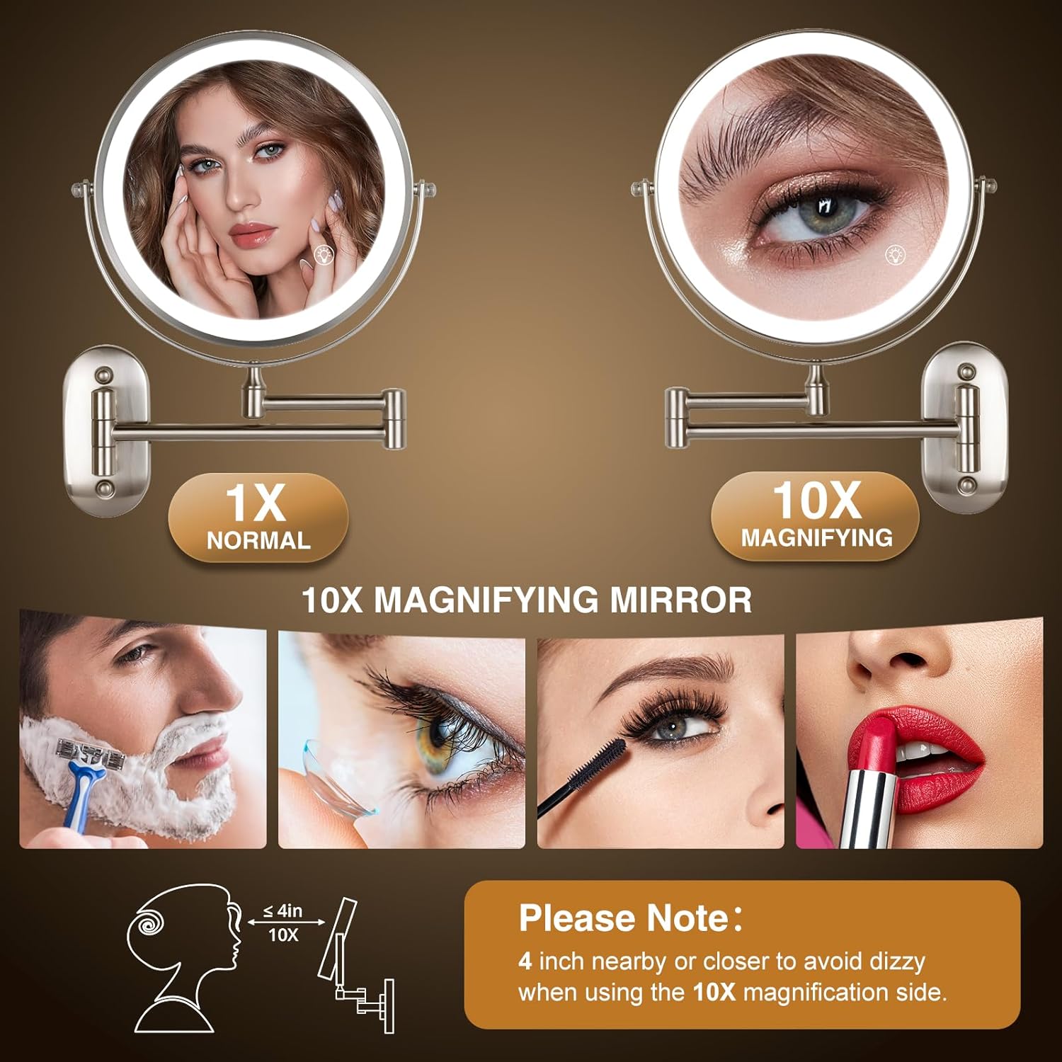 VORREMIRR Rechargeable Lighted Makeup Mirror Wall Mount