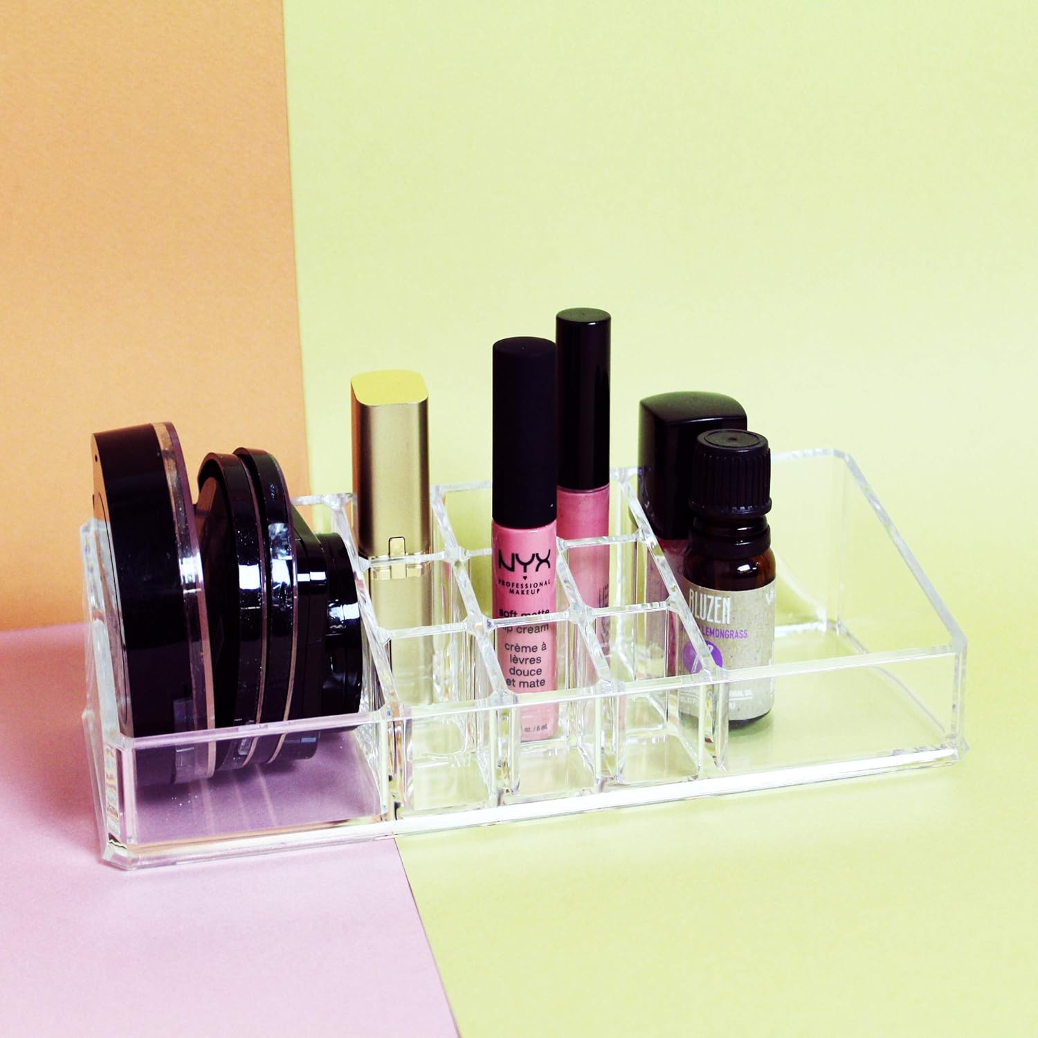 Ikee Design Cosmetic Tray with 2 Large Compartments and 9 Lipstick Holders 1