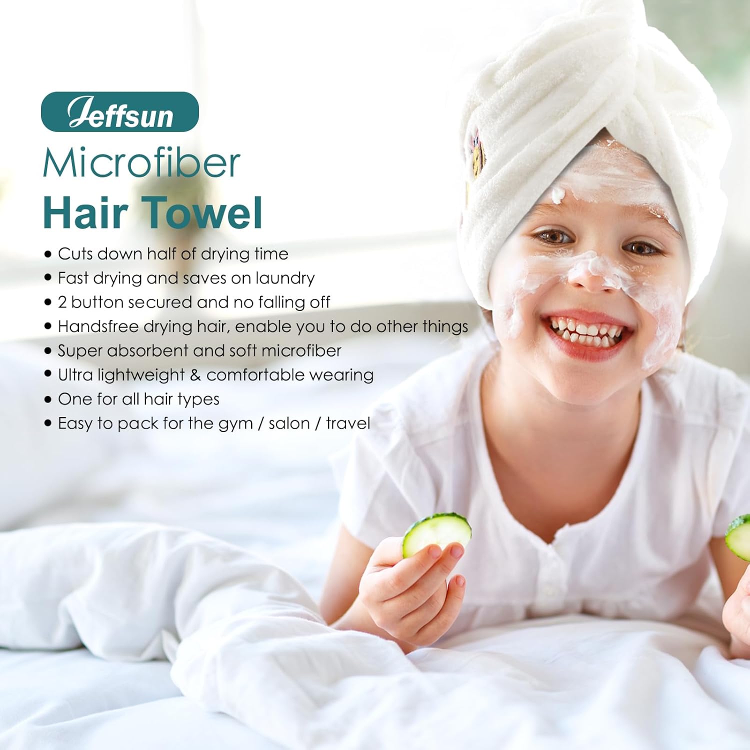 JEFFSUN Microfiber Hair Drying Towel for Curly Thick Hair