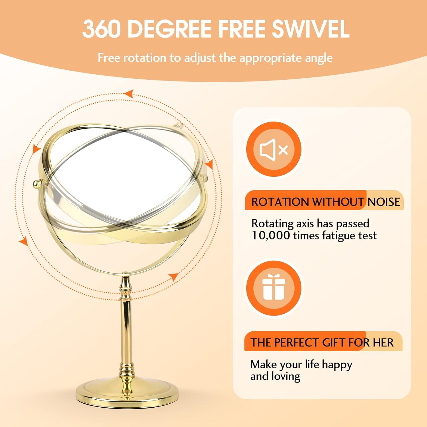 Ohotecy 8 Inch 1X10X Double-Sided Swivel Makeup Mirror Chrome Finish