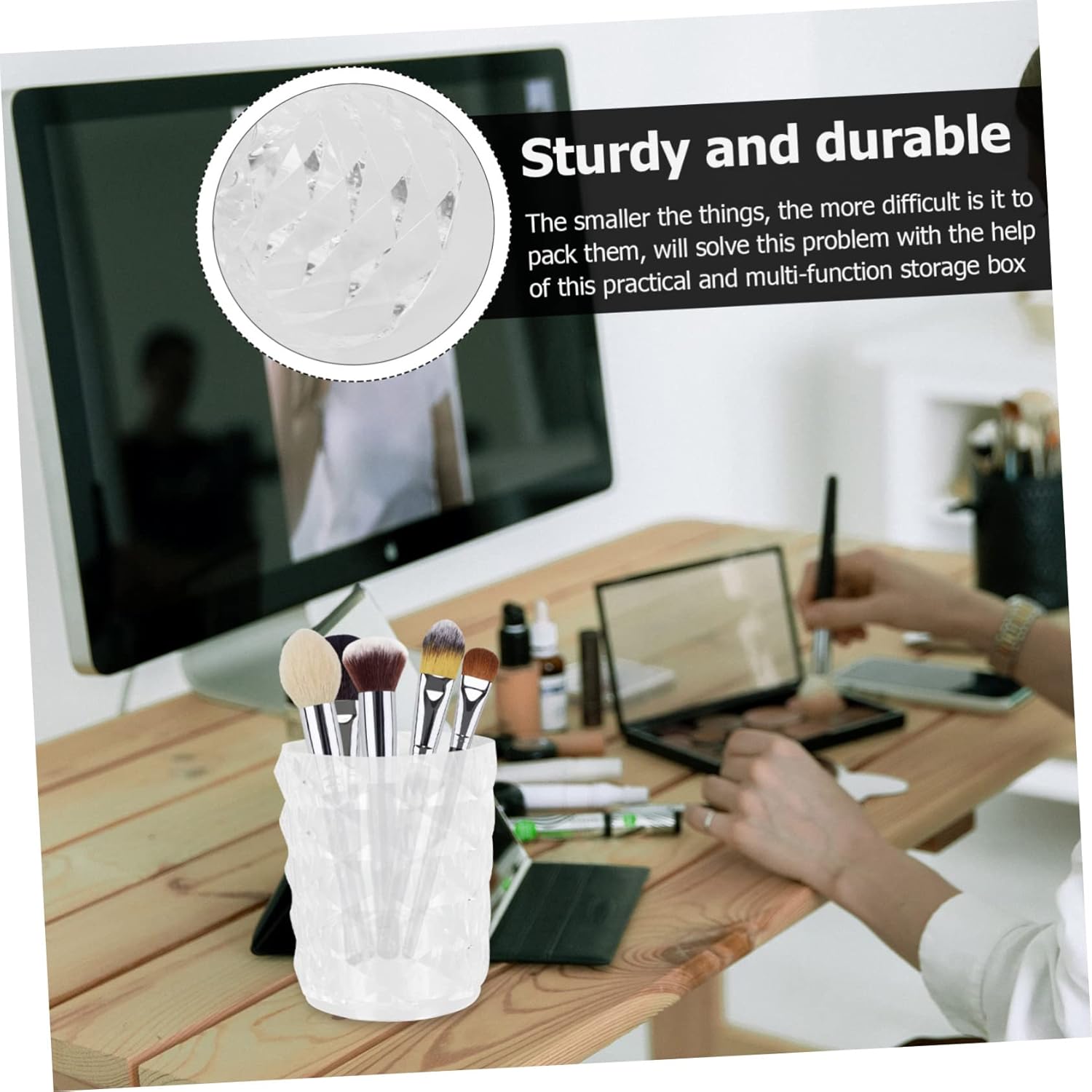 1pc Pattern Makeup Brush Organizer Storage Box for Cosmetics