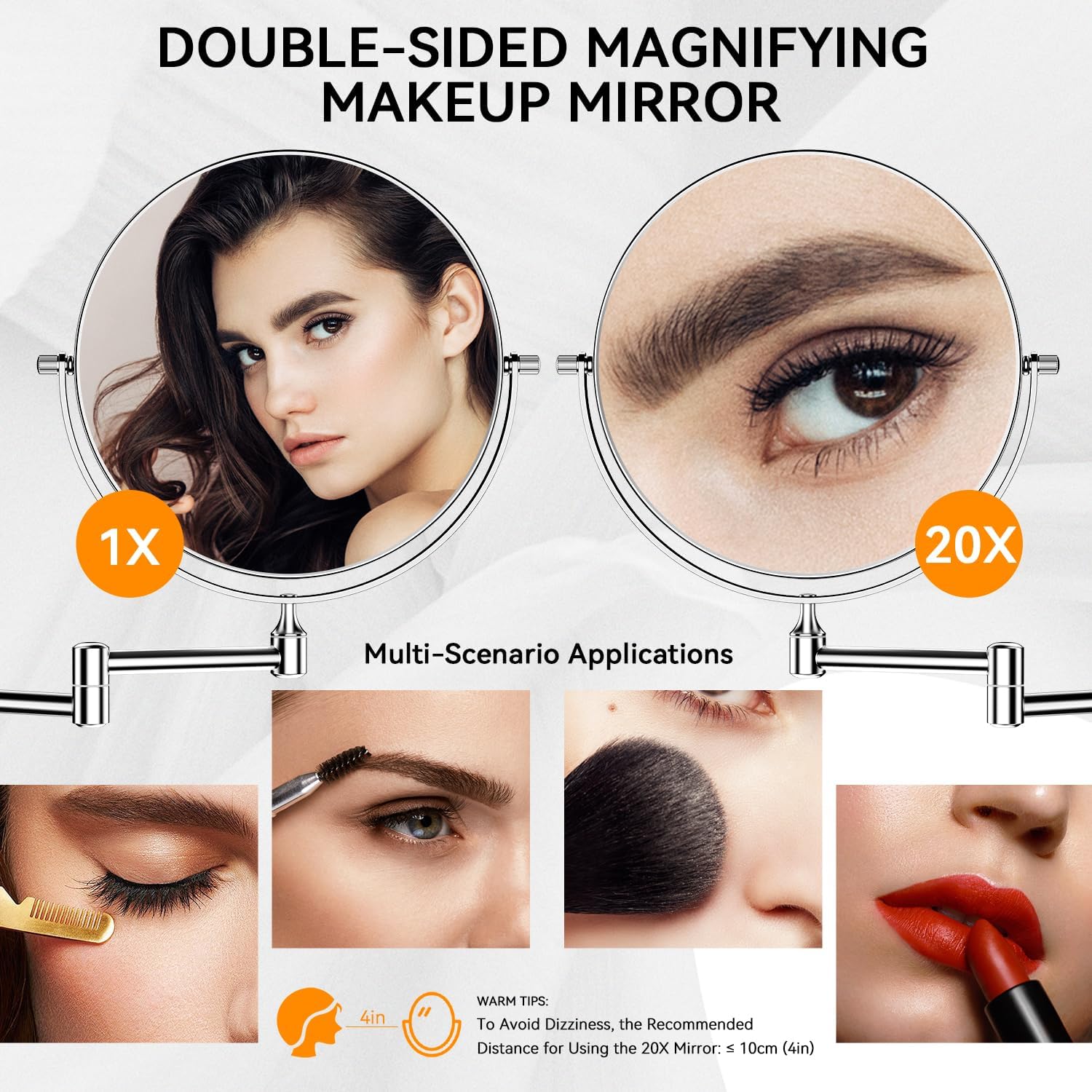 Auxmir 1X20X Double-Sided Wall Mirror with Tweezers 1