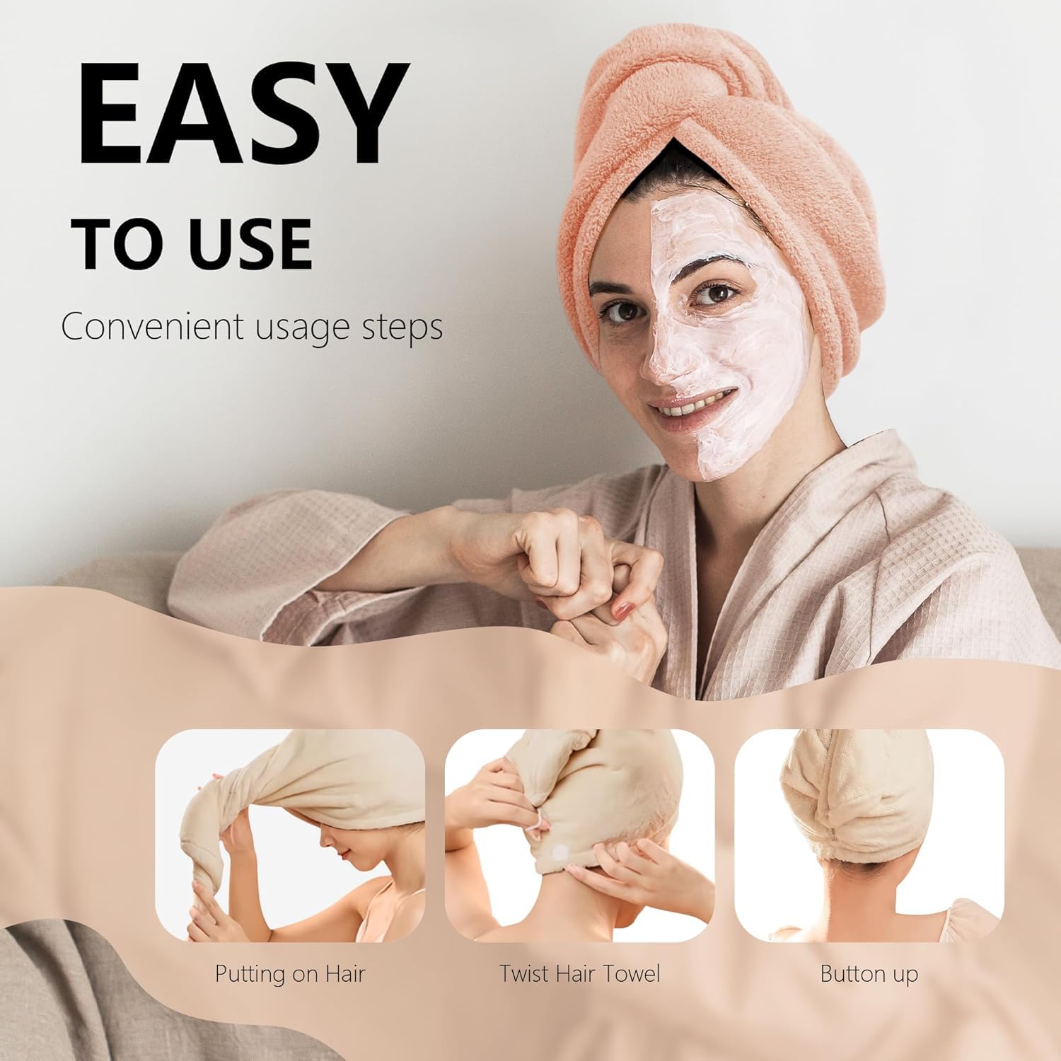 VLM 3 Pack Microfiber Hair Towels for Women 1