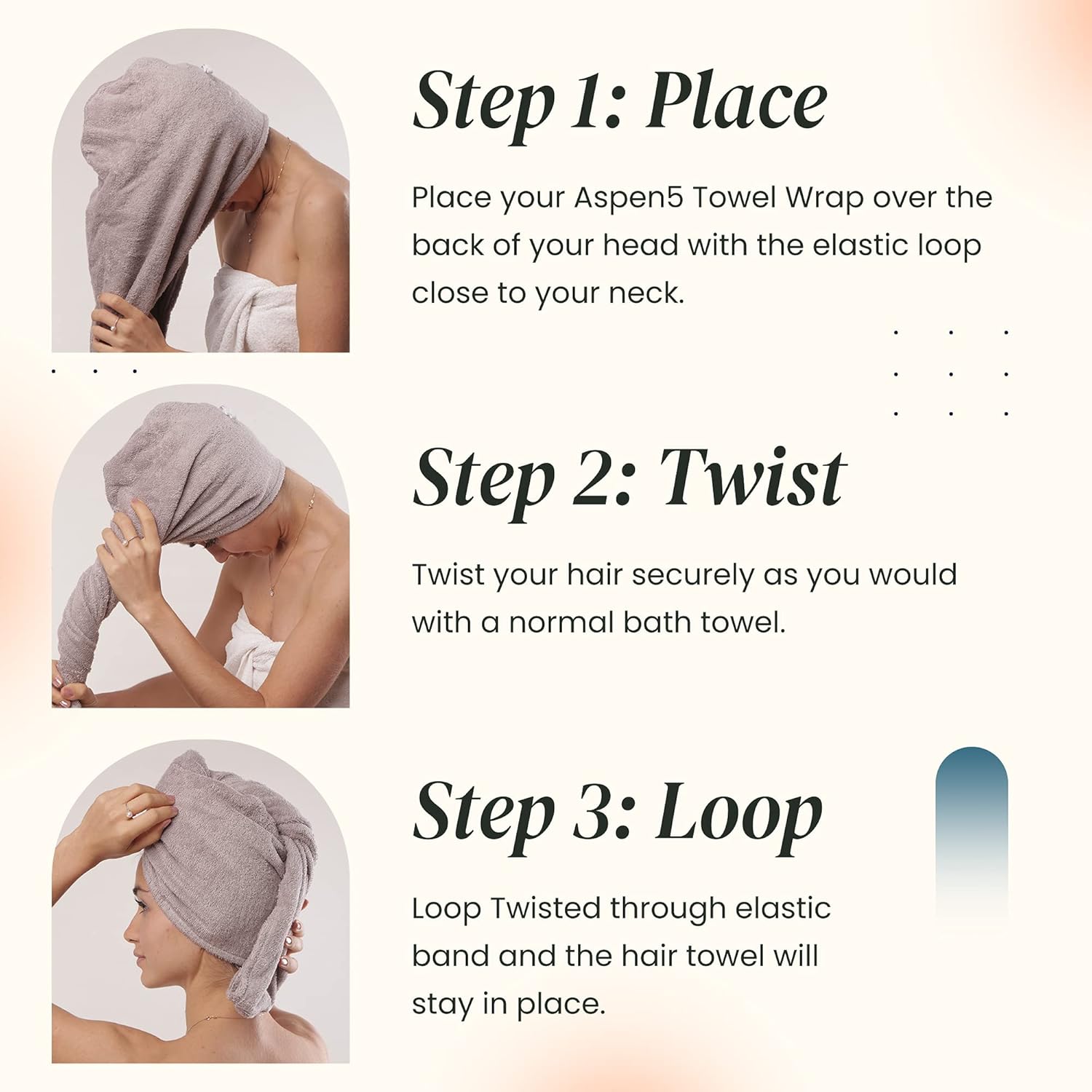Aspen5 Extra Large Waffle Cotton Hair Towel Wrap Grey