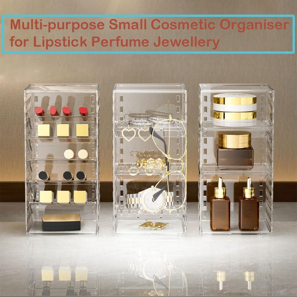 Himilucky Jewelry Organizer with 3 Shelves and Hooks 1