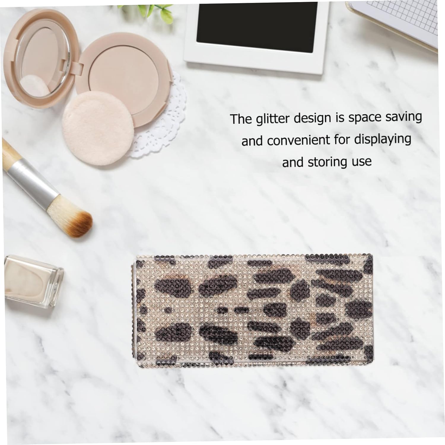 Glitter Eyelash Holder Leopard Design Cosmetic Case